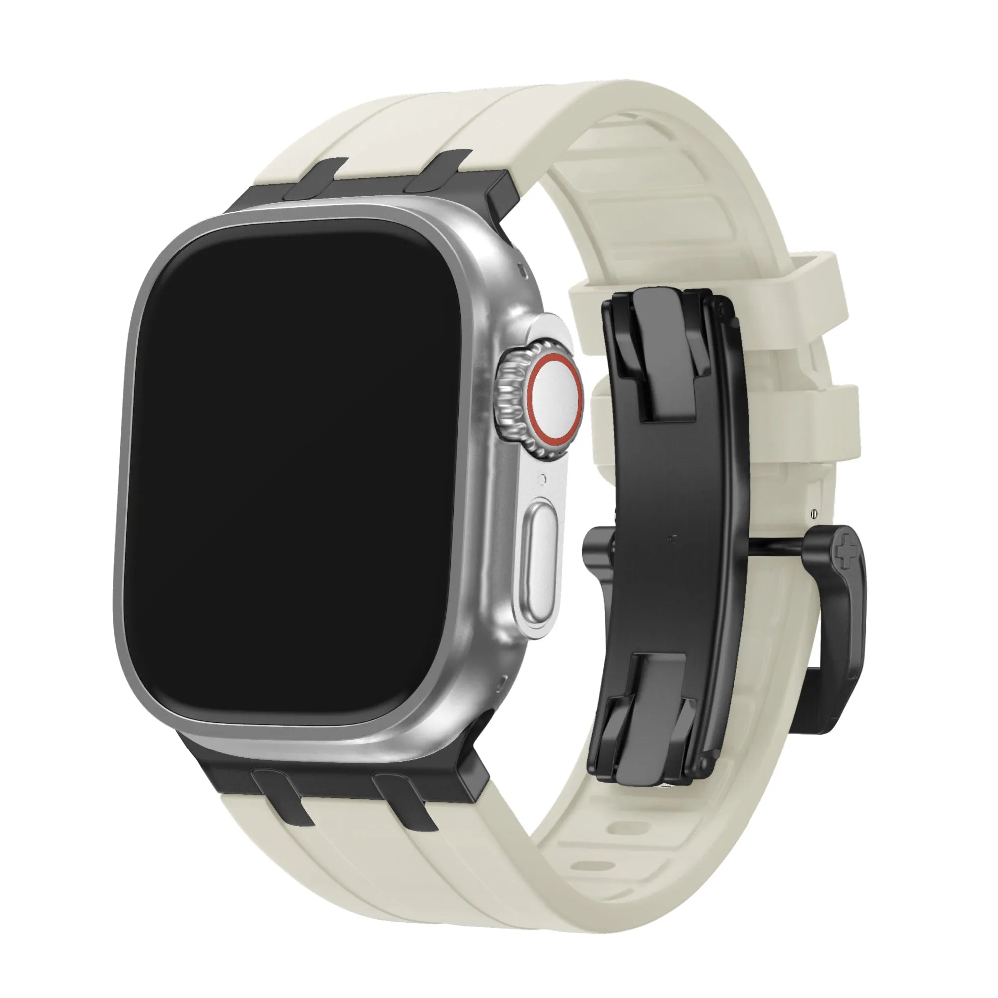 BALR. Bracelet en silicone ultra liquide pour Apple Watch (beige/(noir)