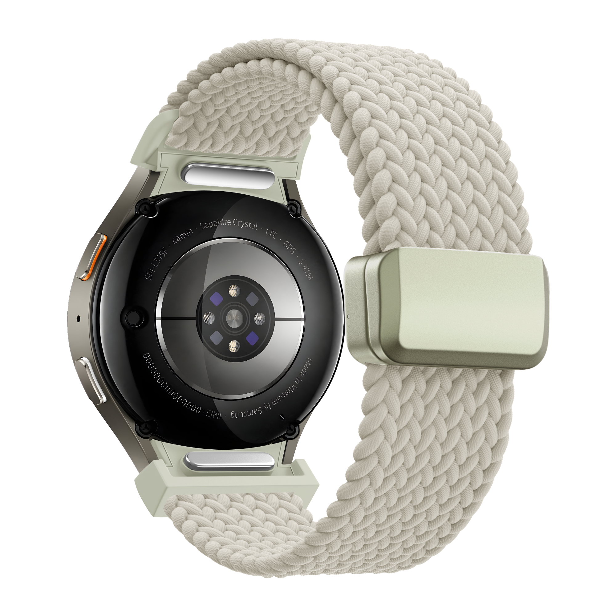 Bandz Samsung Galaxy Watch 4 44mm Braided Strap 'Easy Fit' (Starlight)
