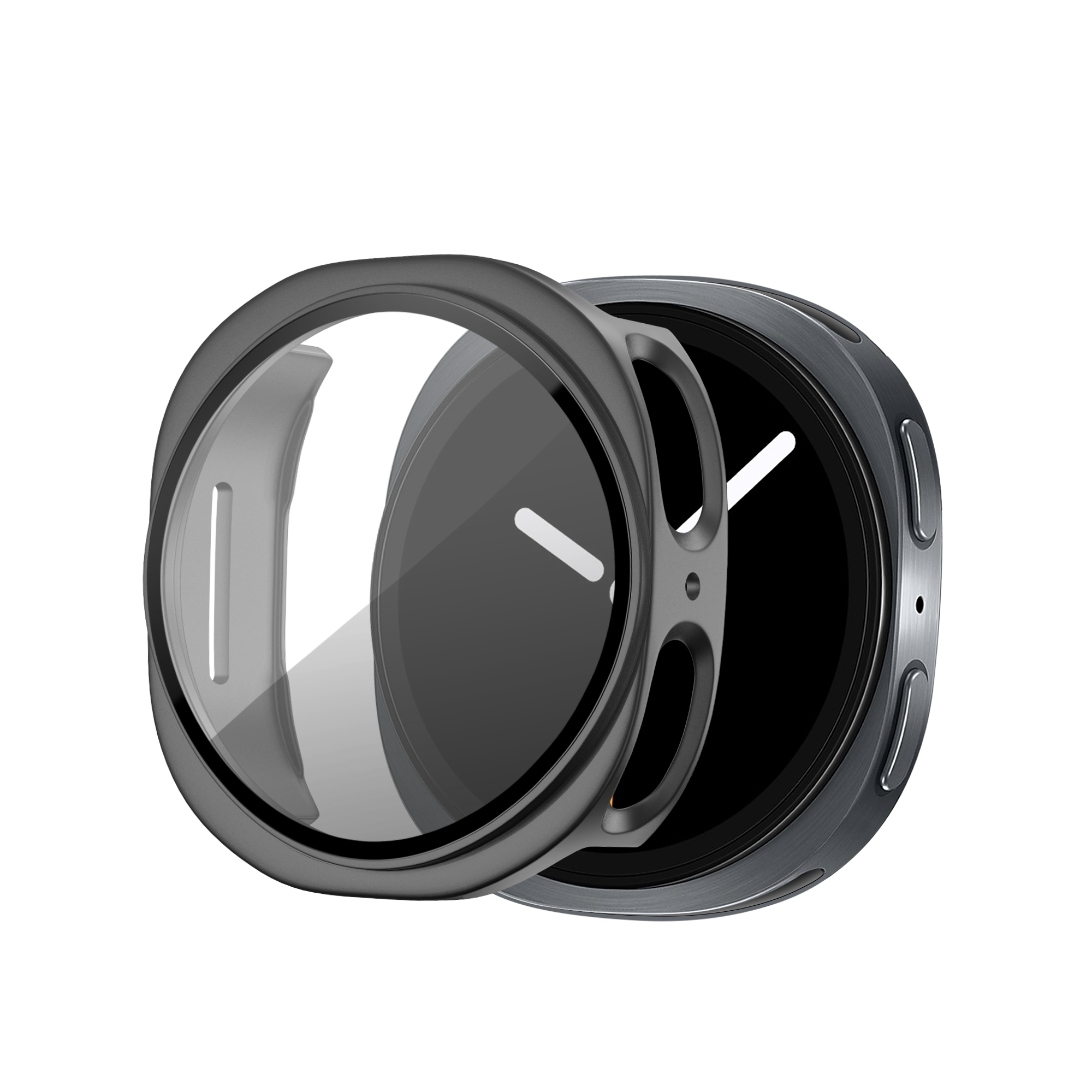 Bandz Samsung Galaxy Watch 8 - 44mm PC Cover with Glass (Titanium Grey)