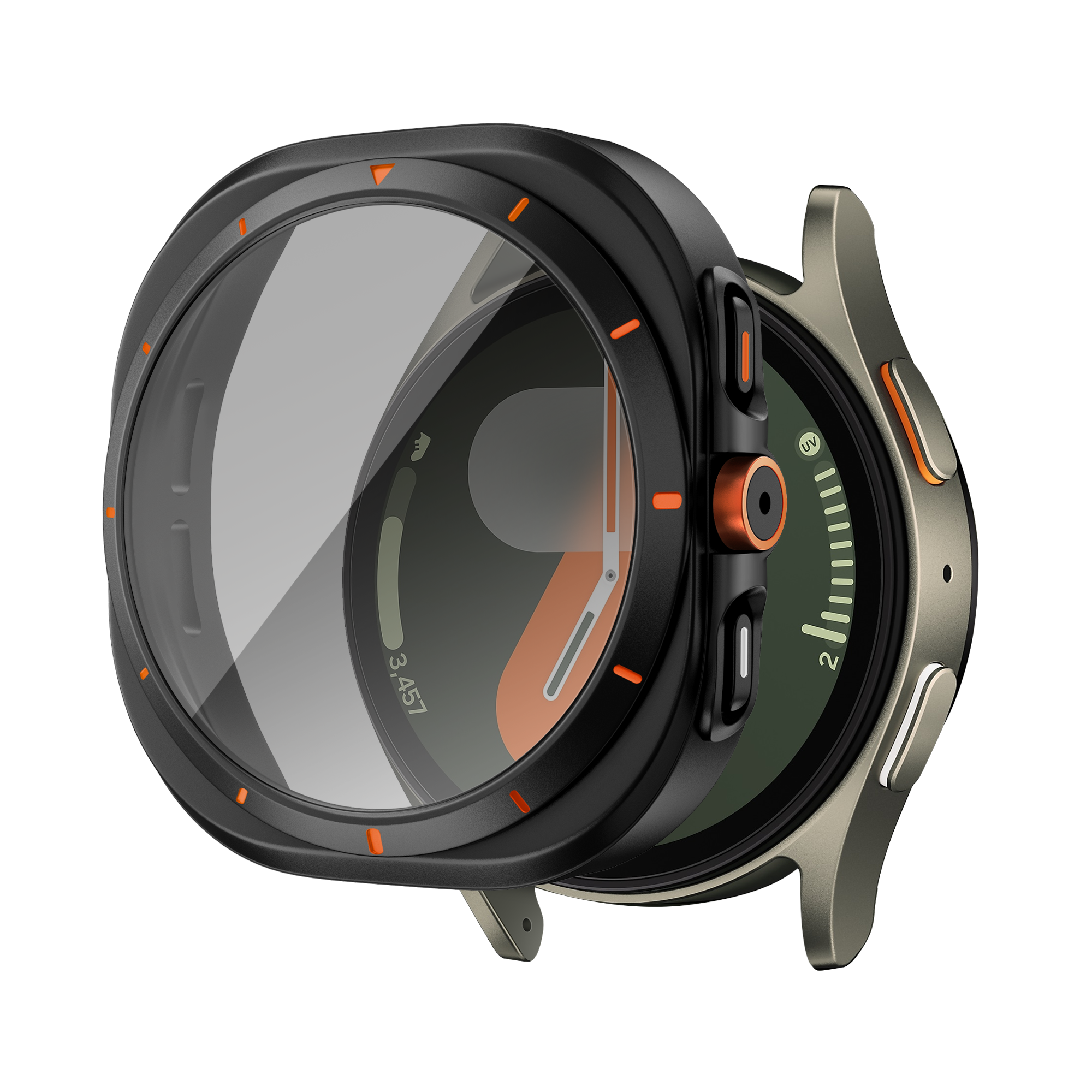 Bandz Coque de PC carrée avec verre Samsung Galaxy Watch 7 - 44 mm (noir)