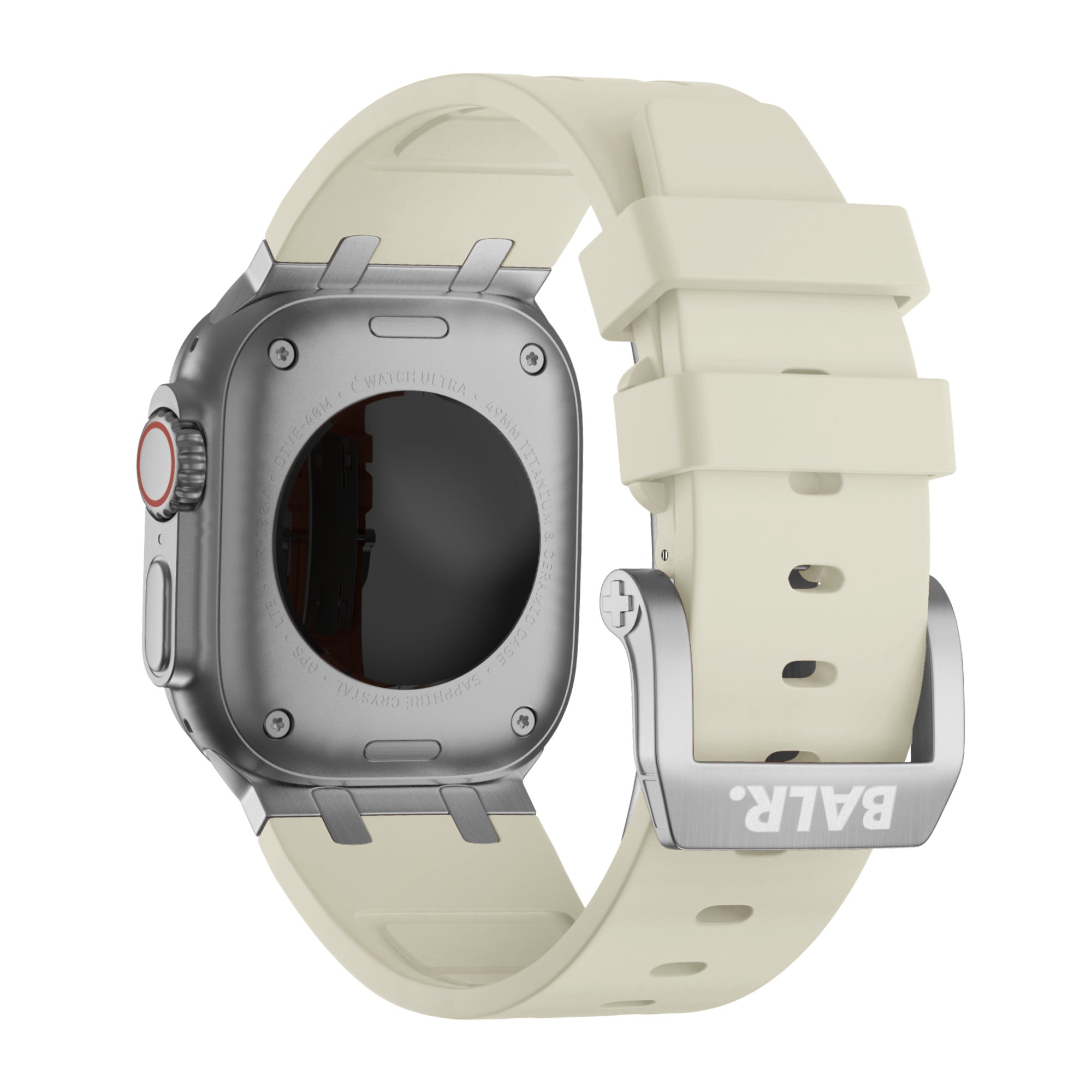 BALR. Bracelet en silicone ultra liquide pour Apple Watch (beige/argent)