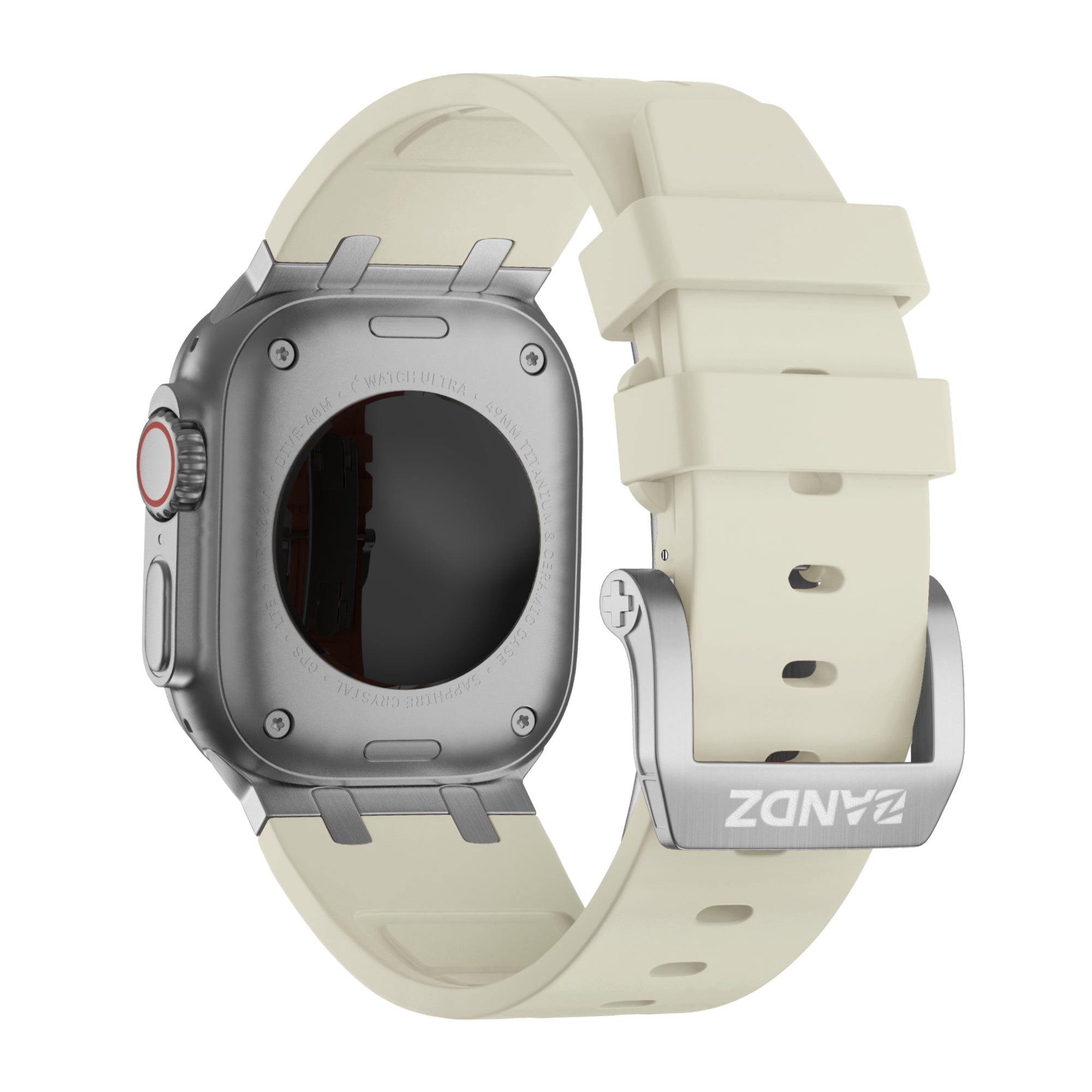 Bandz Apple Watch Silicone Strap 'Luxe Liquid' (Beige With Silver)