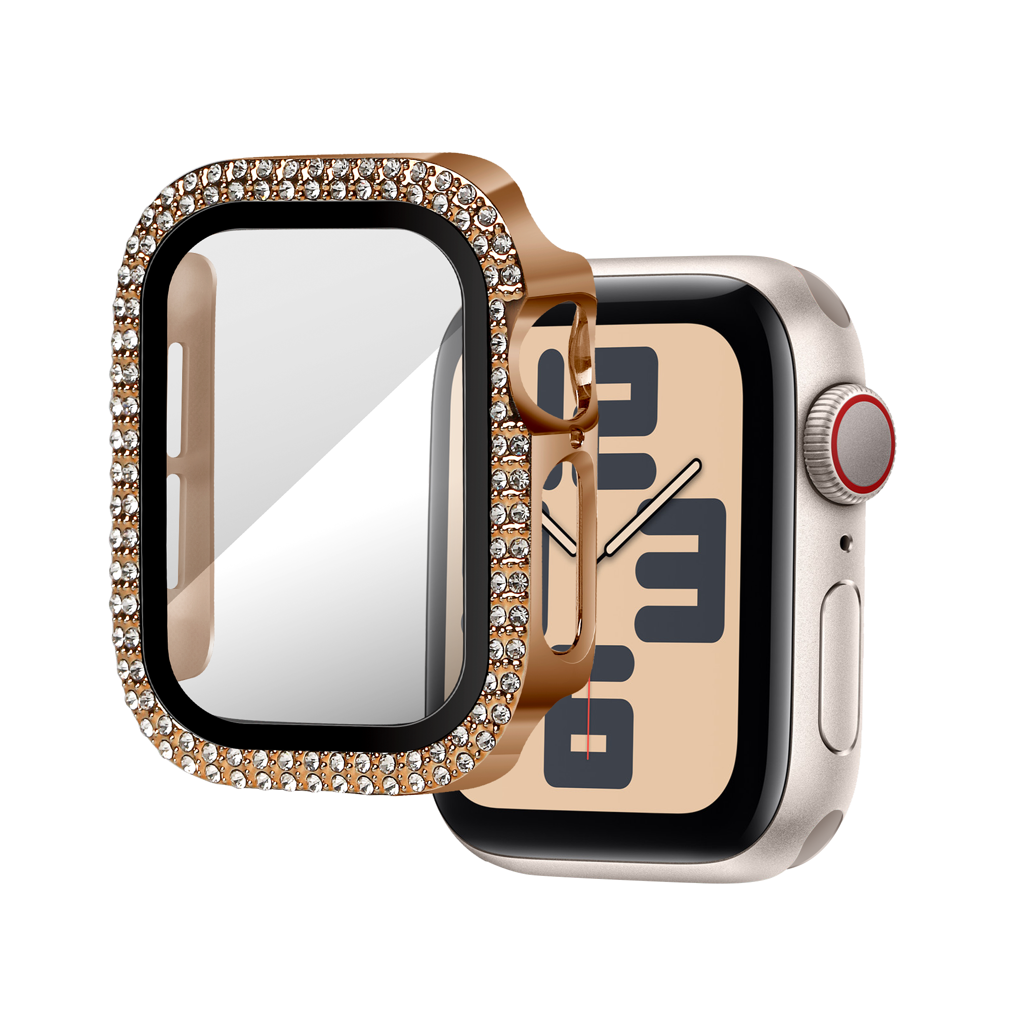 Bandz Coque diament avec verre Apple Watch 10 - 42mm (rosa dorado)