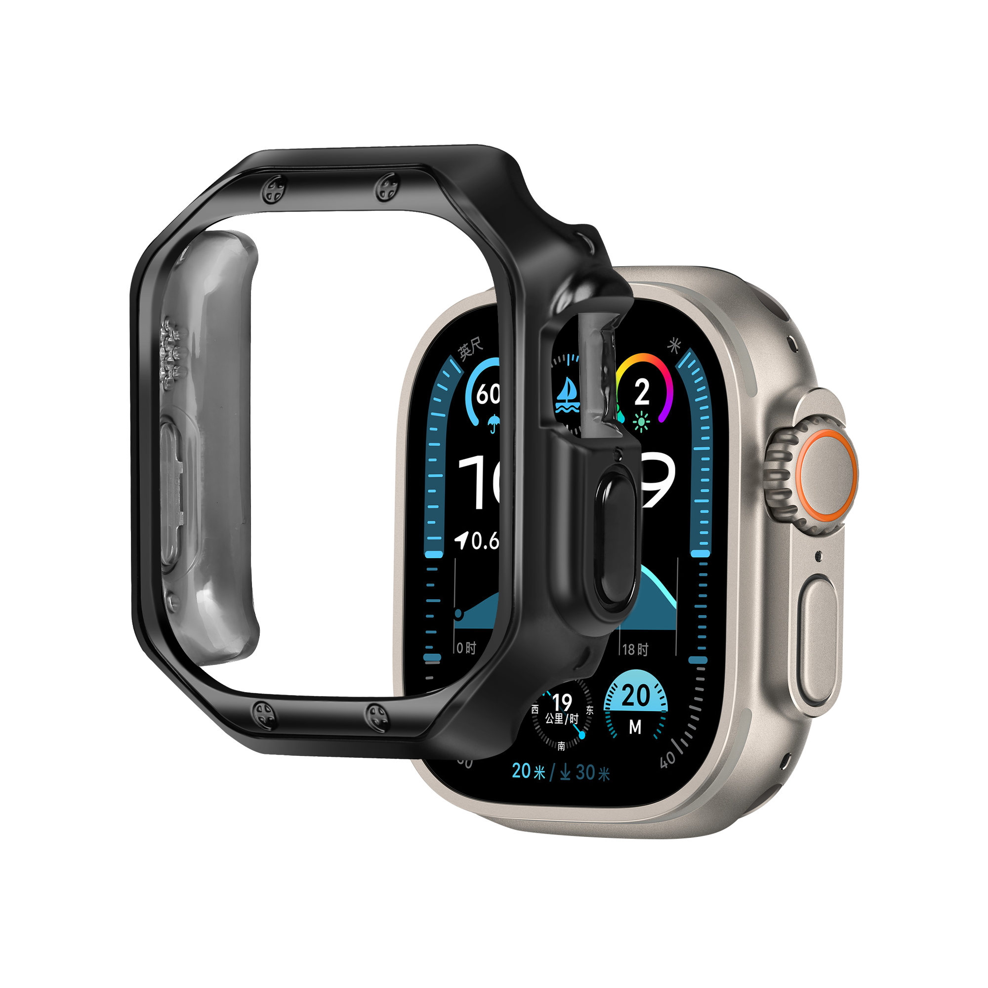 Bandz Coque TPU galvanisé Apple Watch Ultra - 49mm (noir)