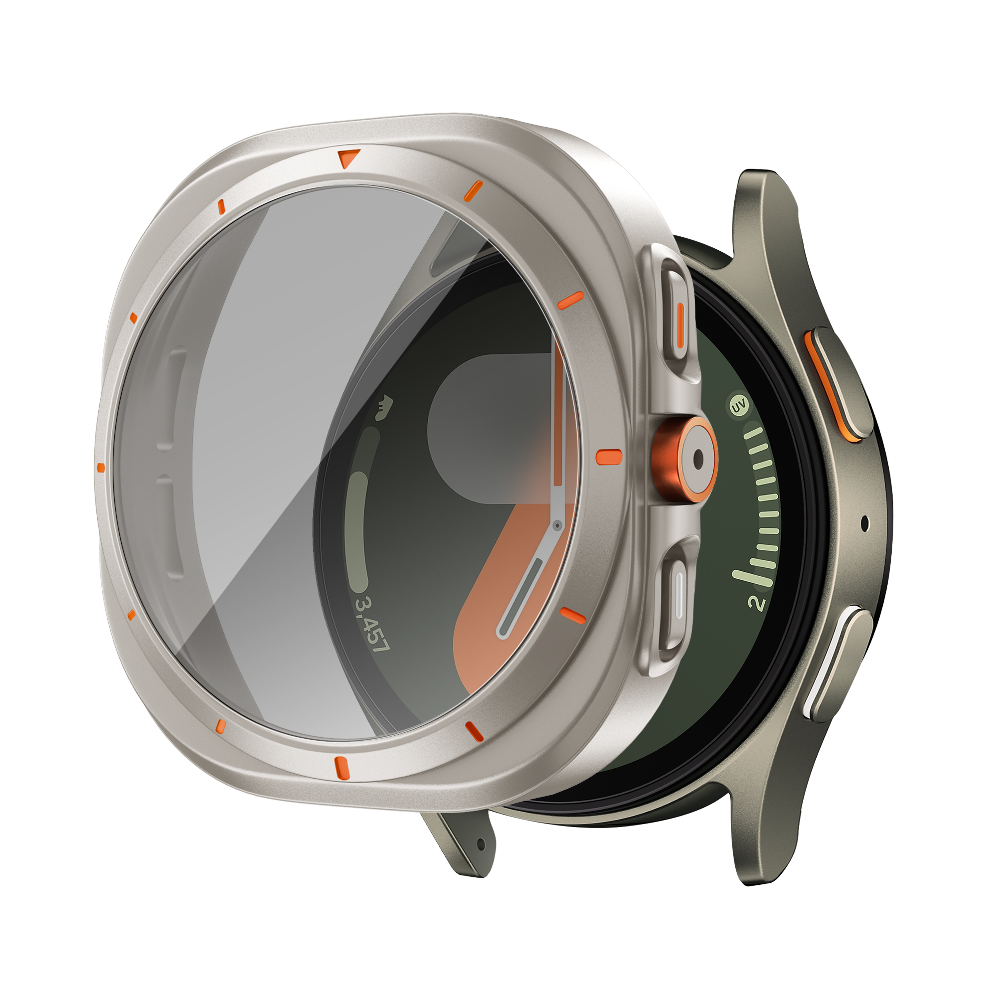 Bandz Coque de PC carrée avec verre Samsung Galaxy Watch 7 - 44 mm (titane)