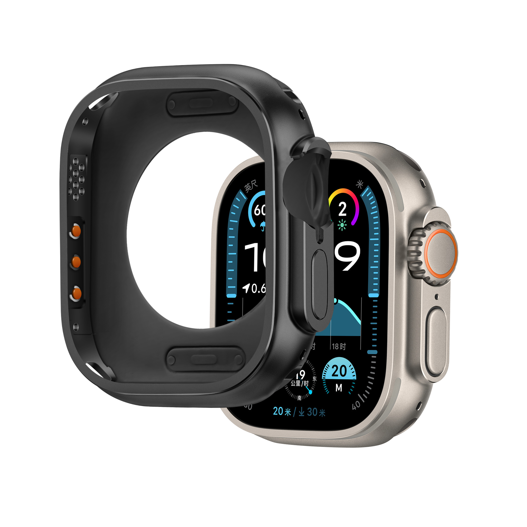 Bandz Coque metallique Apple Watch Ultra - 49mm (noir)