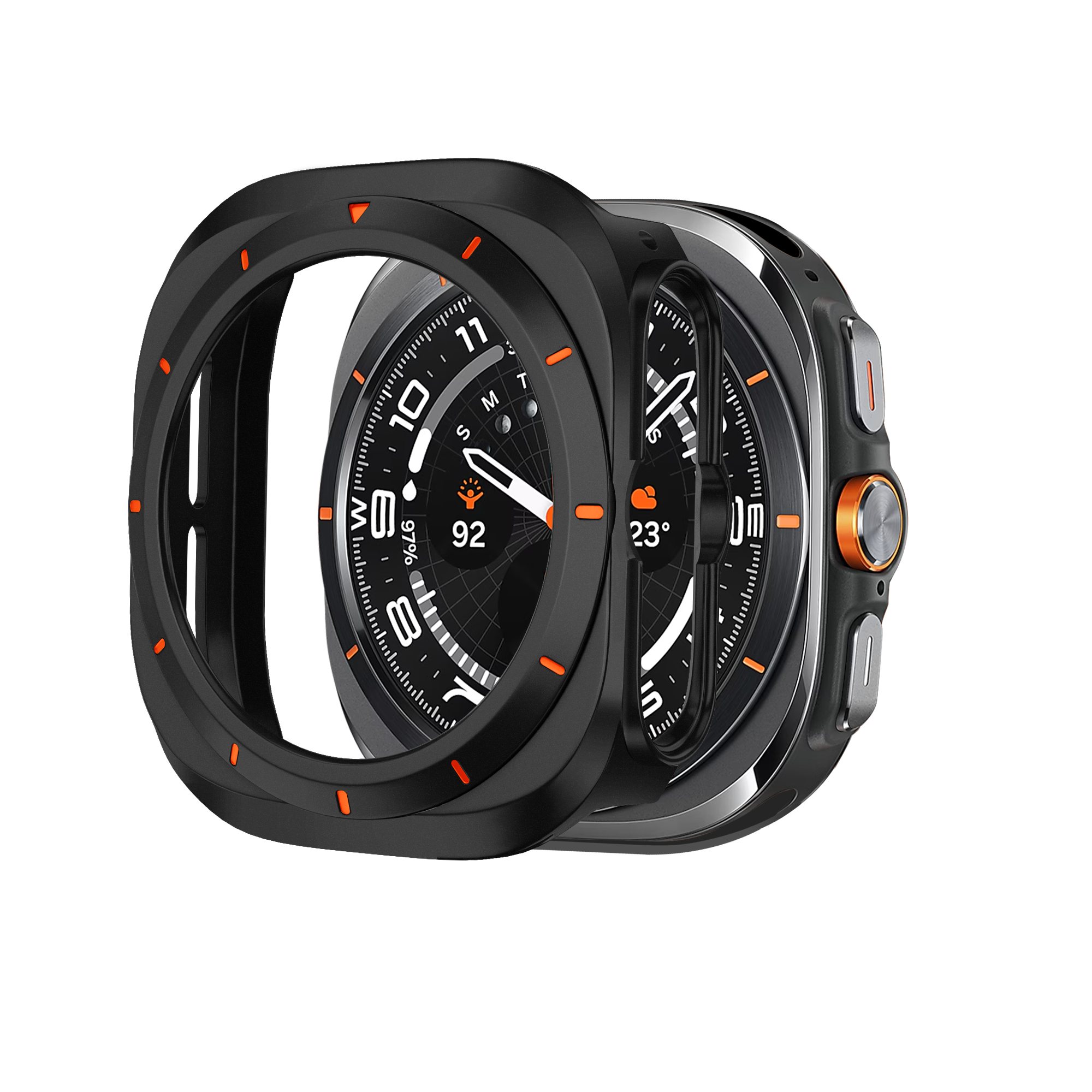 Bandz Coque PC bisel Samsung Galaxy Watch Ultra (noir /orange)