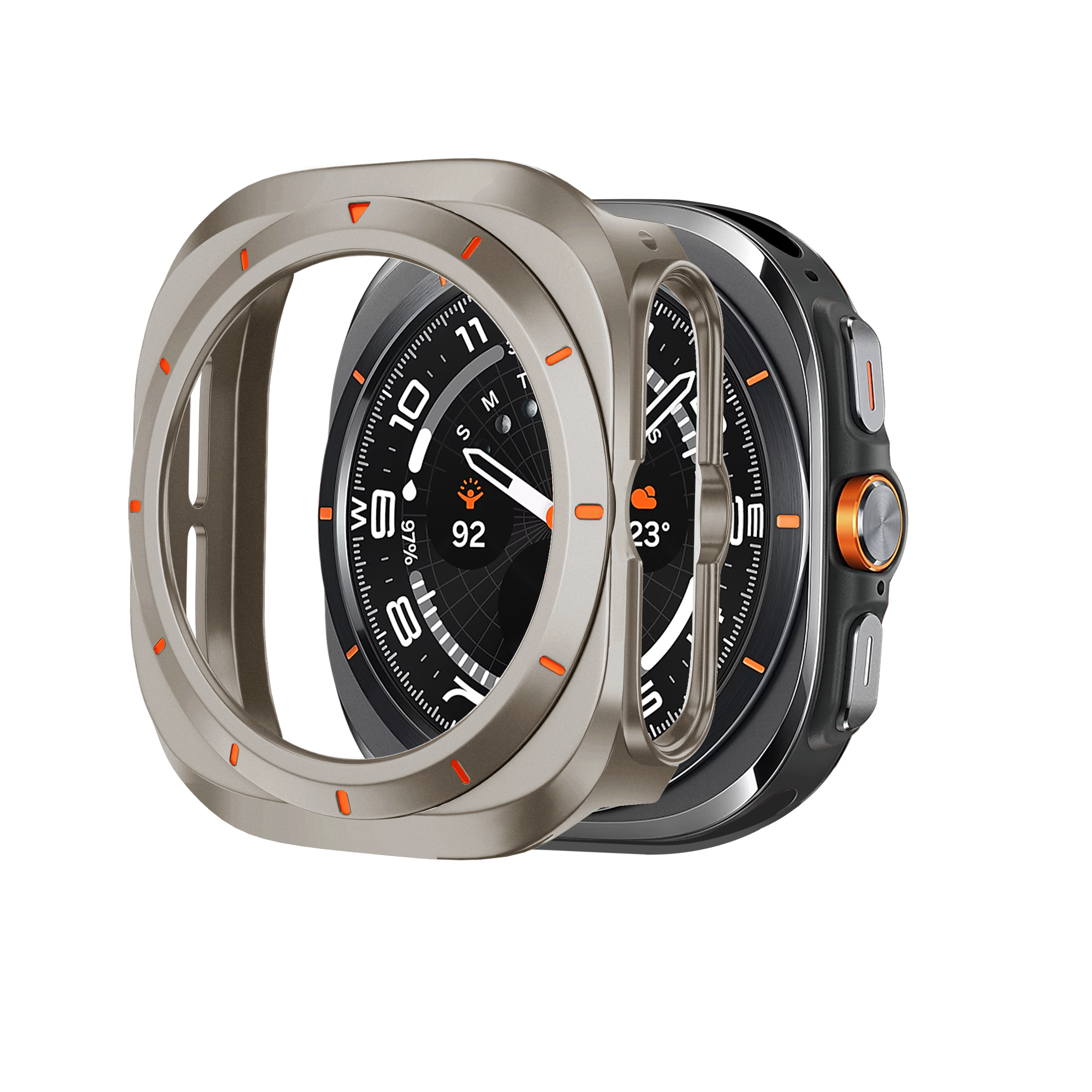 Bandz Coque PC bisel Samsung Galaxy Watch Ultra (titane /orange)