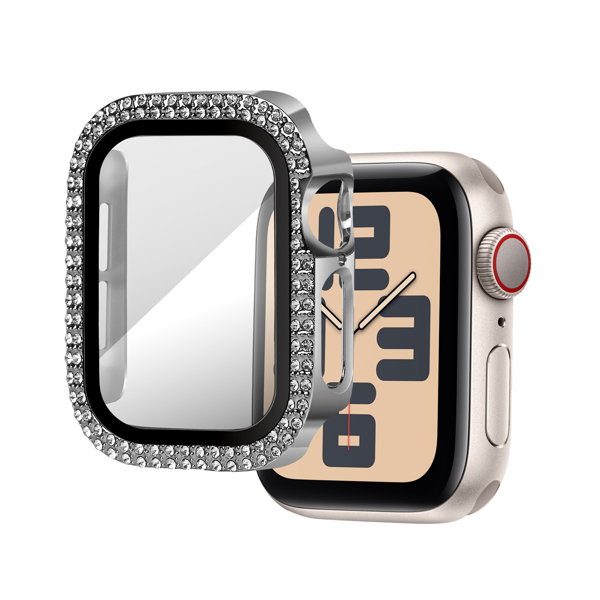 Bandz Coque diamant avec verre Apple Watch 11 - 42mm (argent)