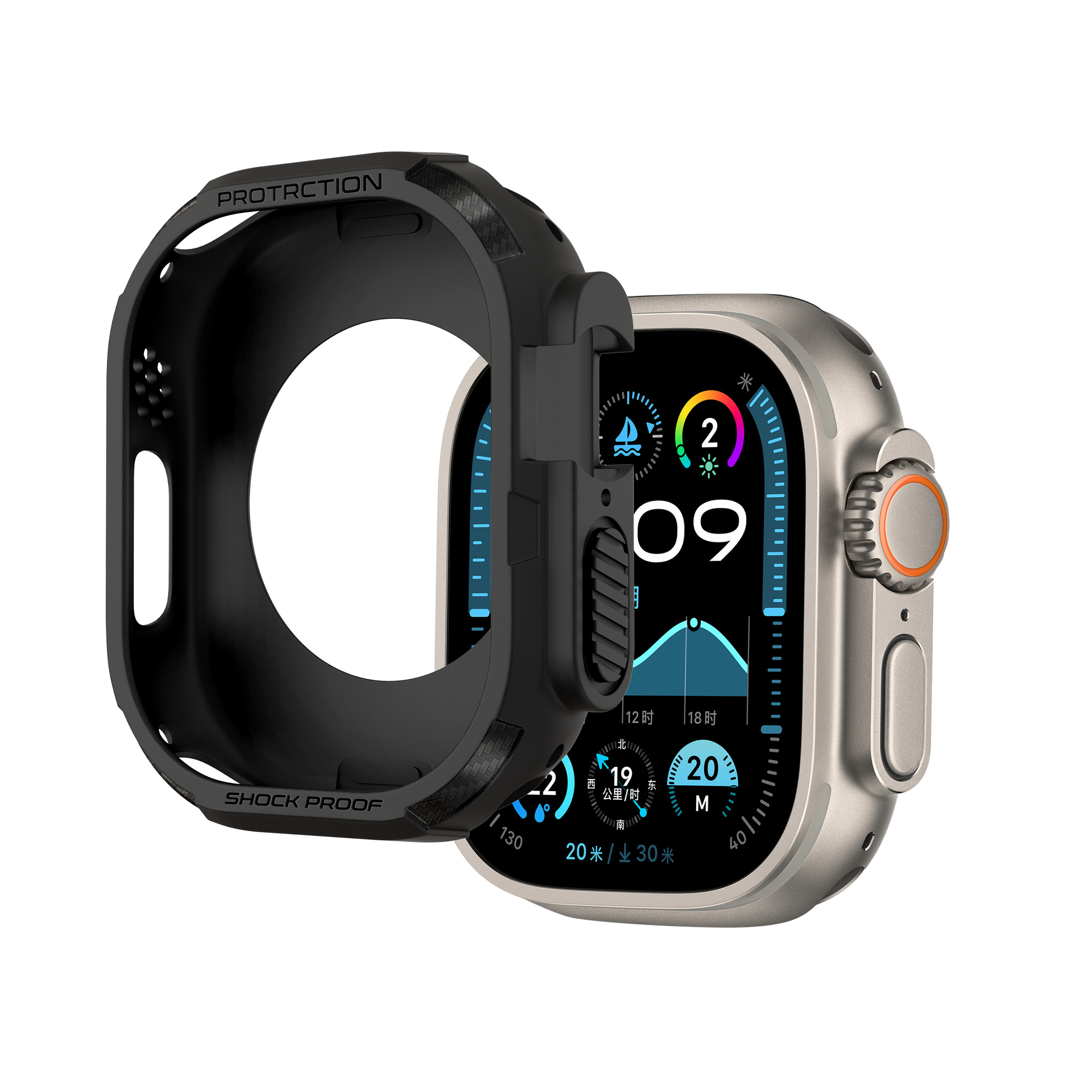 Bandz Coque TPU robuste Apple Watch Ultra - 49mm (noir)