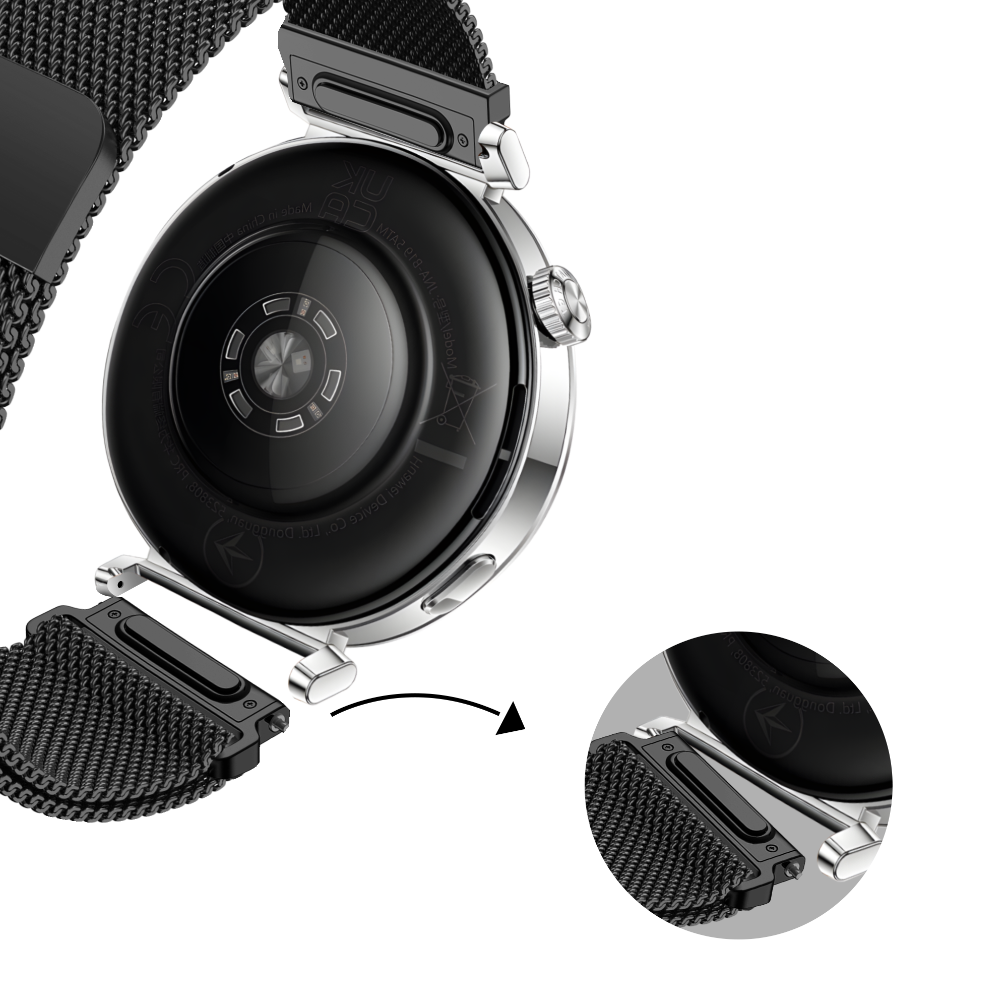 Bandz Bracelet milanais 'Easy fit' Withings Steel HR - 36mm (noir)