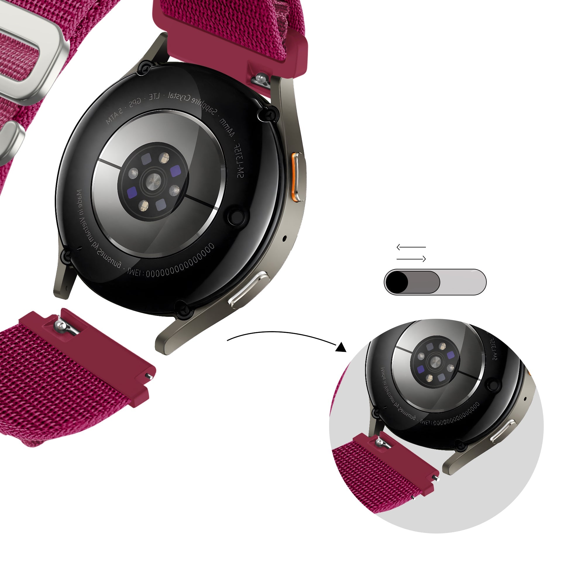 Bandz Bracelet nylon Alpine Coros Apex 42mm (rose-rouge)