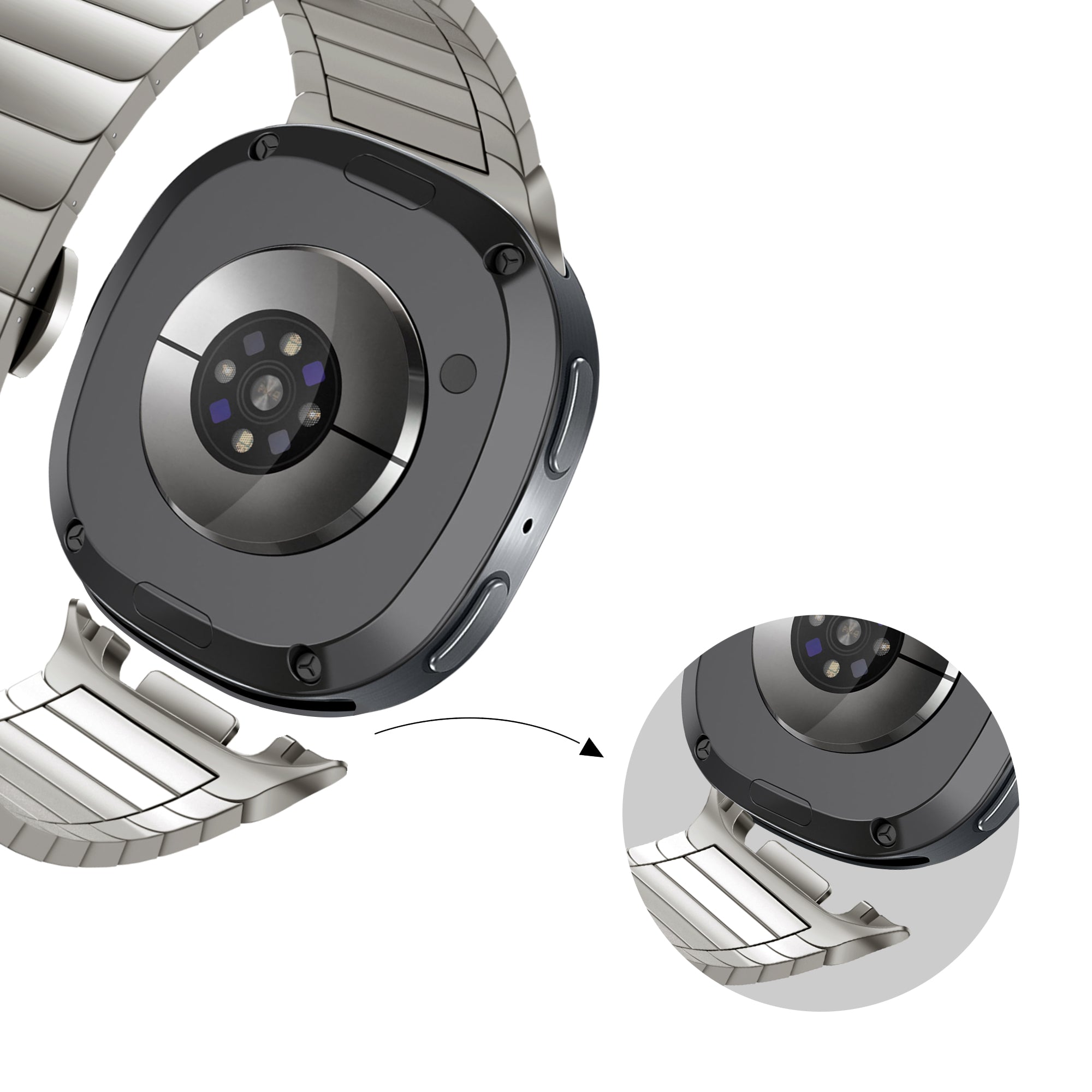 Bandz Samsung Galaxy Watch 8 - 44mm Steel Strap 'One Bead' (Titanium)