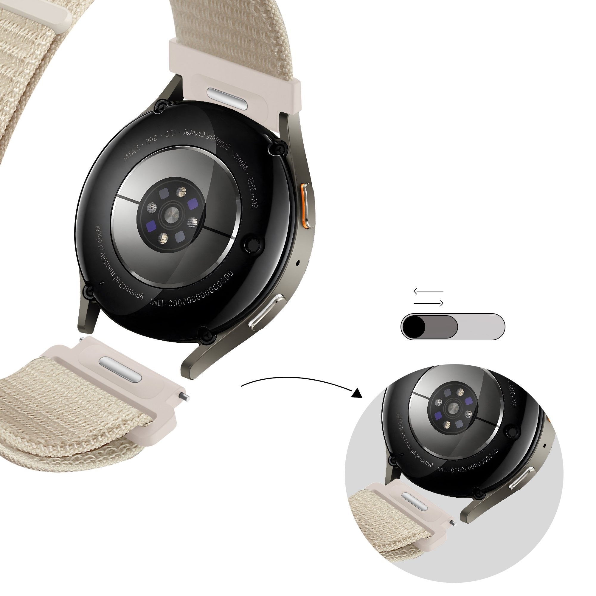 Bandz Bracelet nylon 'Easy Fit' Whitings ScanWatch Nova (lumière stellaire)