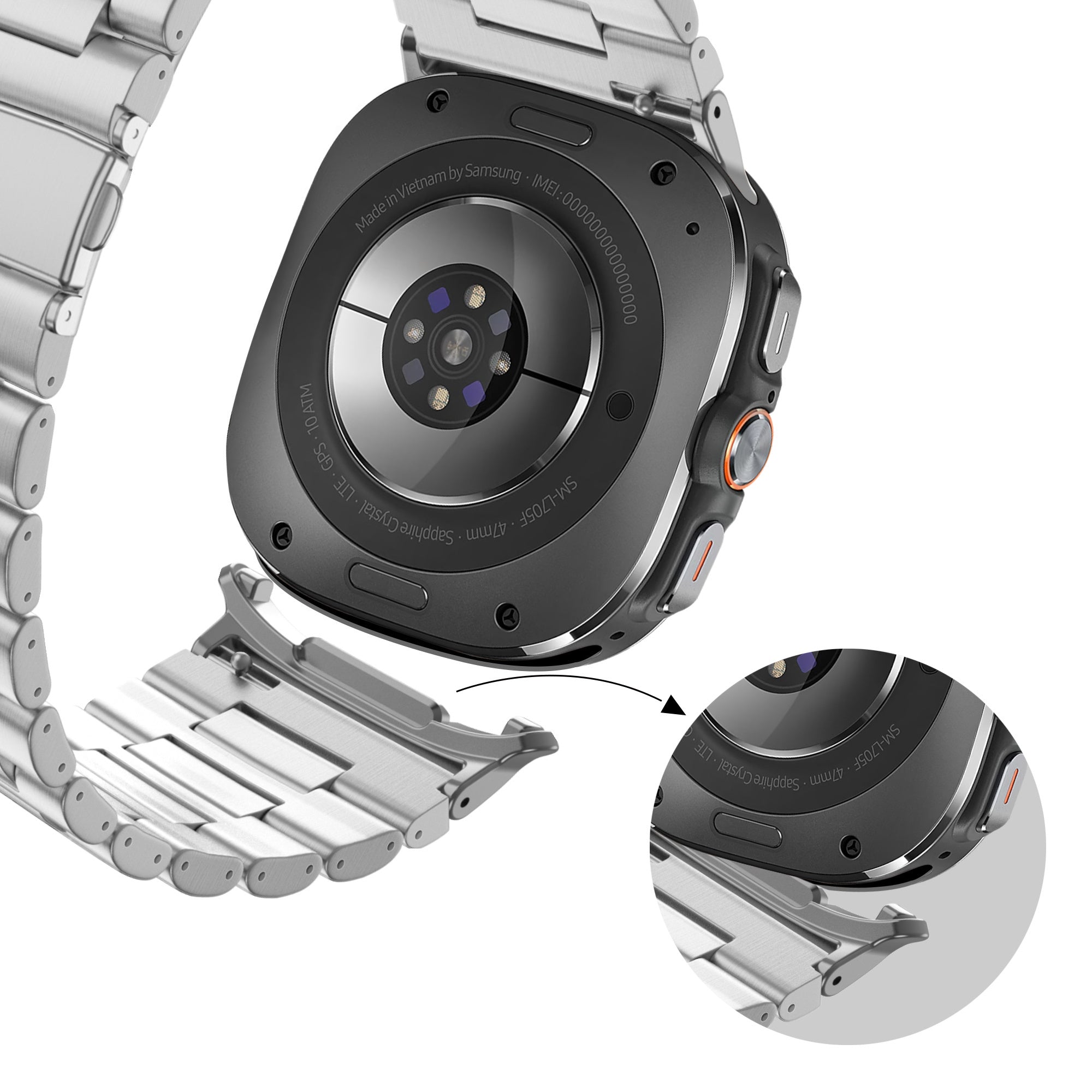 Bandz Bracelet à maillons en acier 'Deluxe' Samsung Galaxy Watch Ultra (argent)