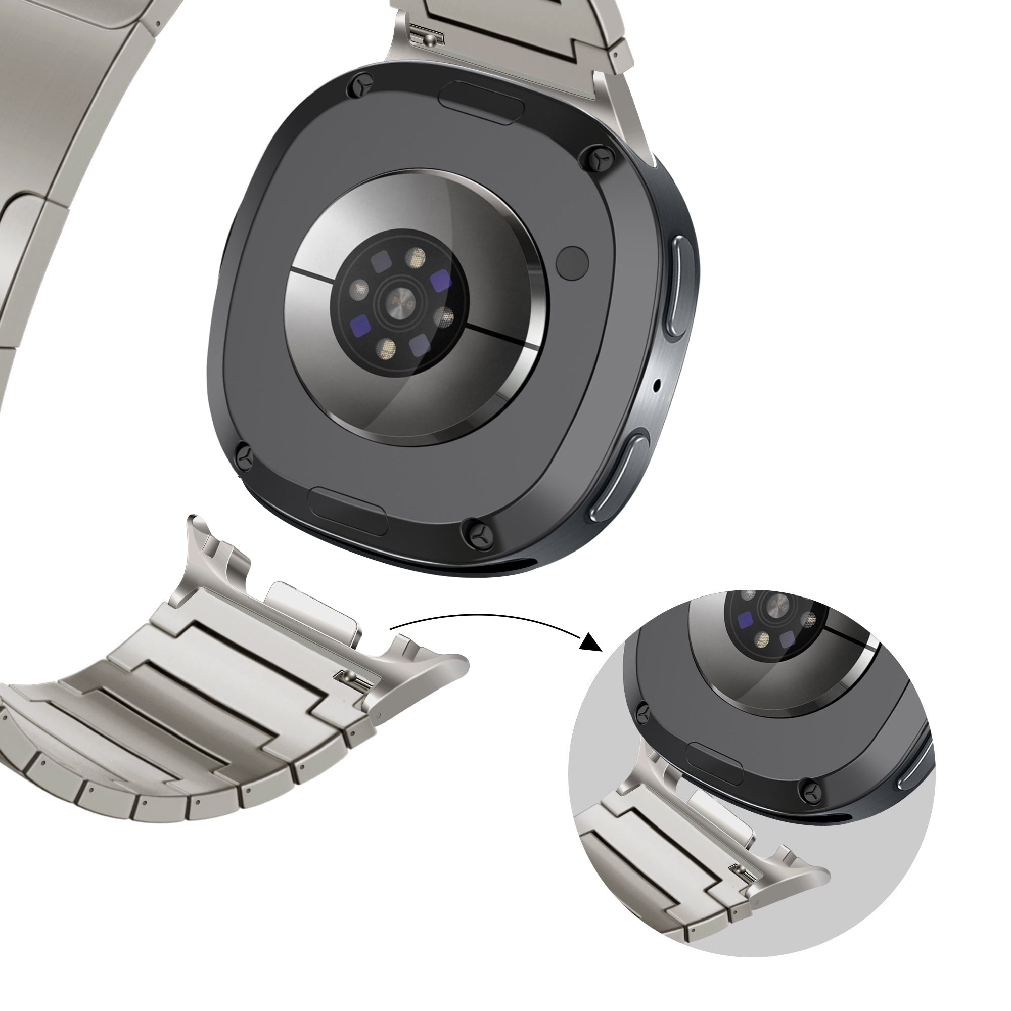 Bandz Samsung Galaxy Watch 8 - 44mm Titanium Strap 'One Bead' (Titanium)