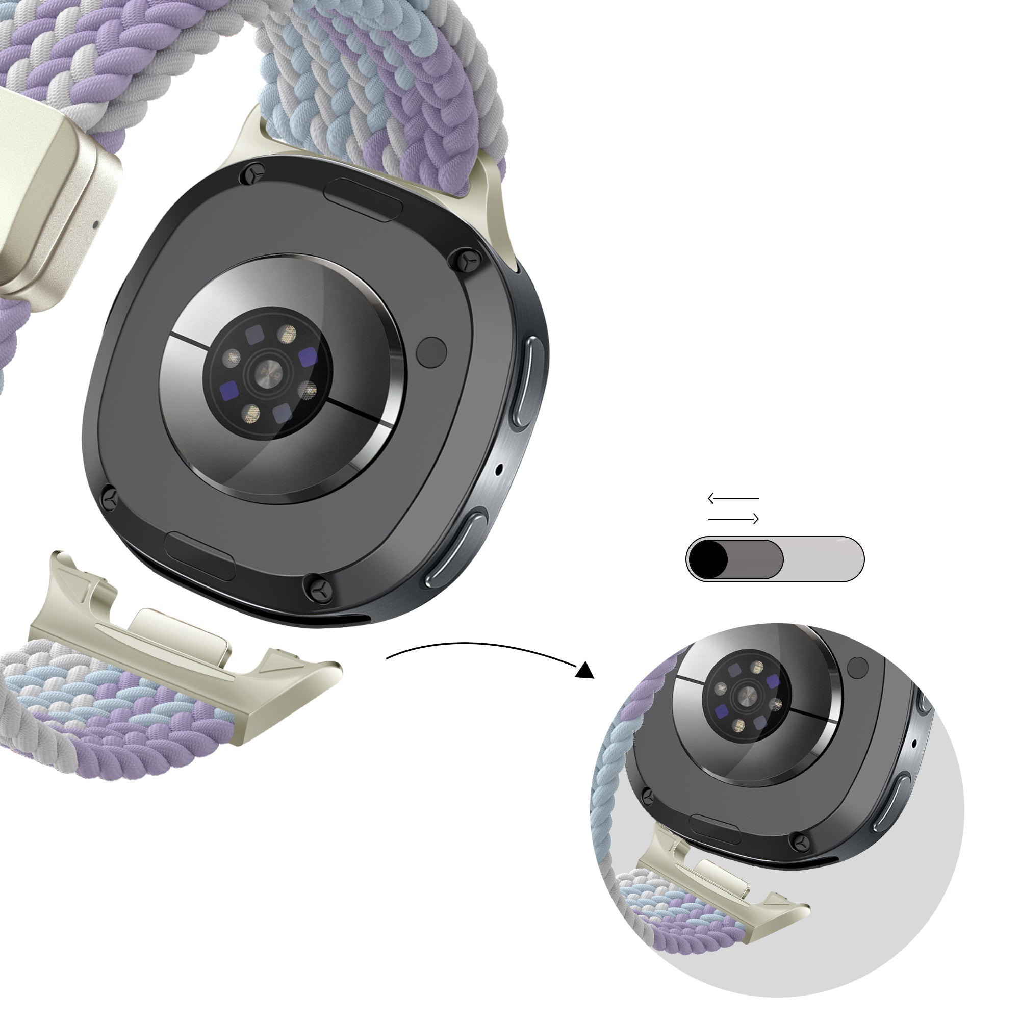 Bandz Bracelet tressé magnétique Samsung Galaxy Watch 9 - 44mm (mélange de violet)