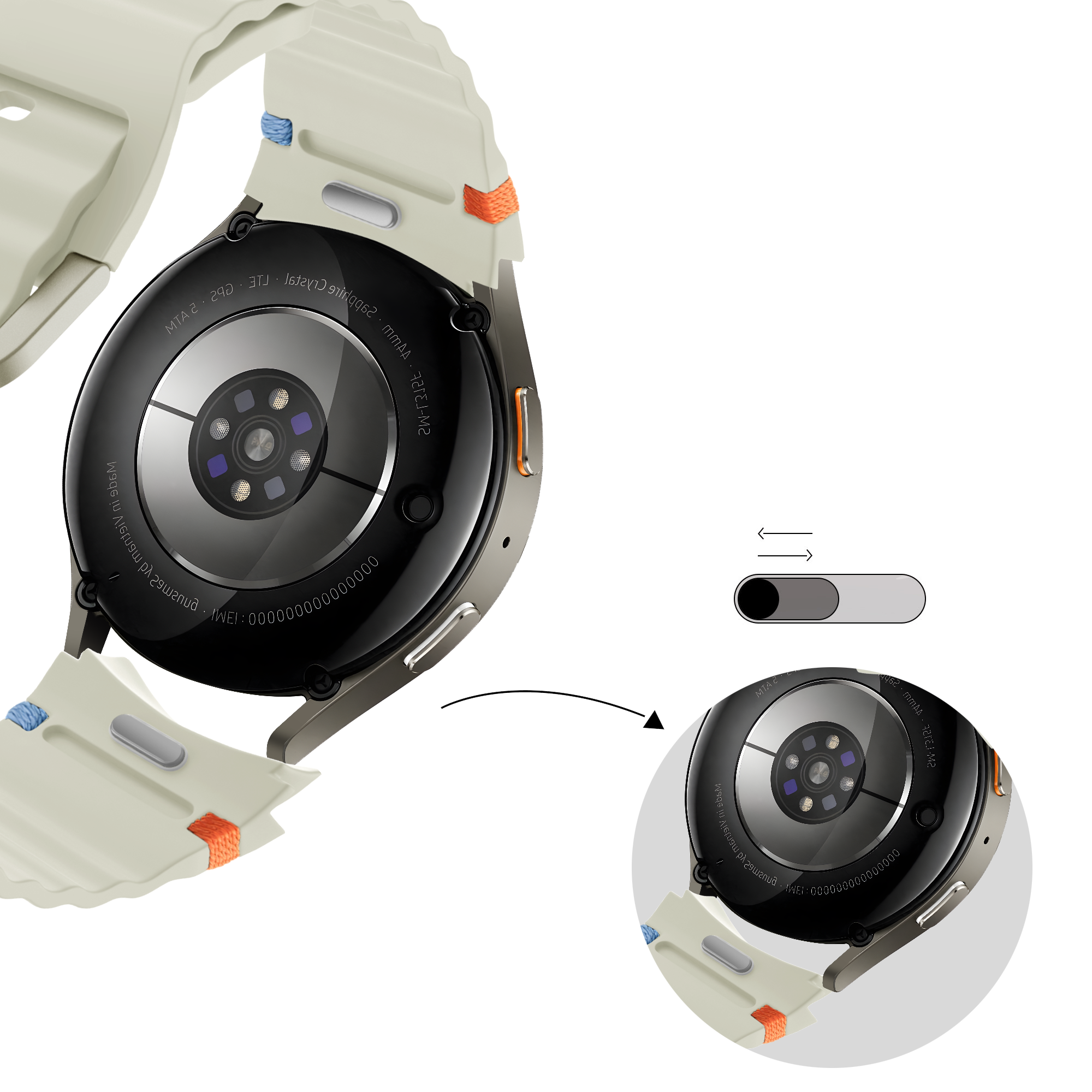 Bandz Bracelet Wave 'Easy Fit' Samsung Galaxy Watch 6 Classic 47mm (lumière stellaire)