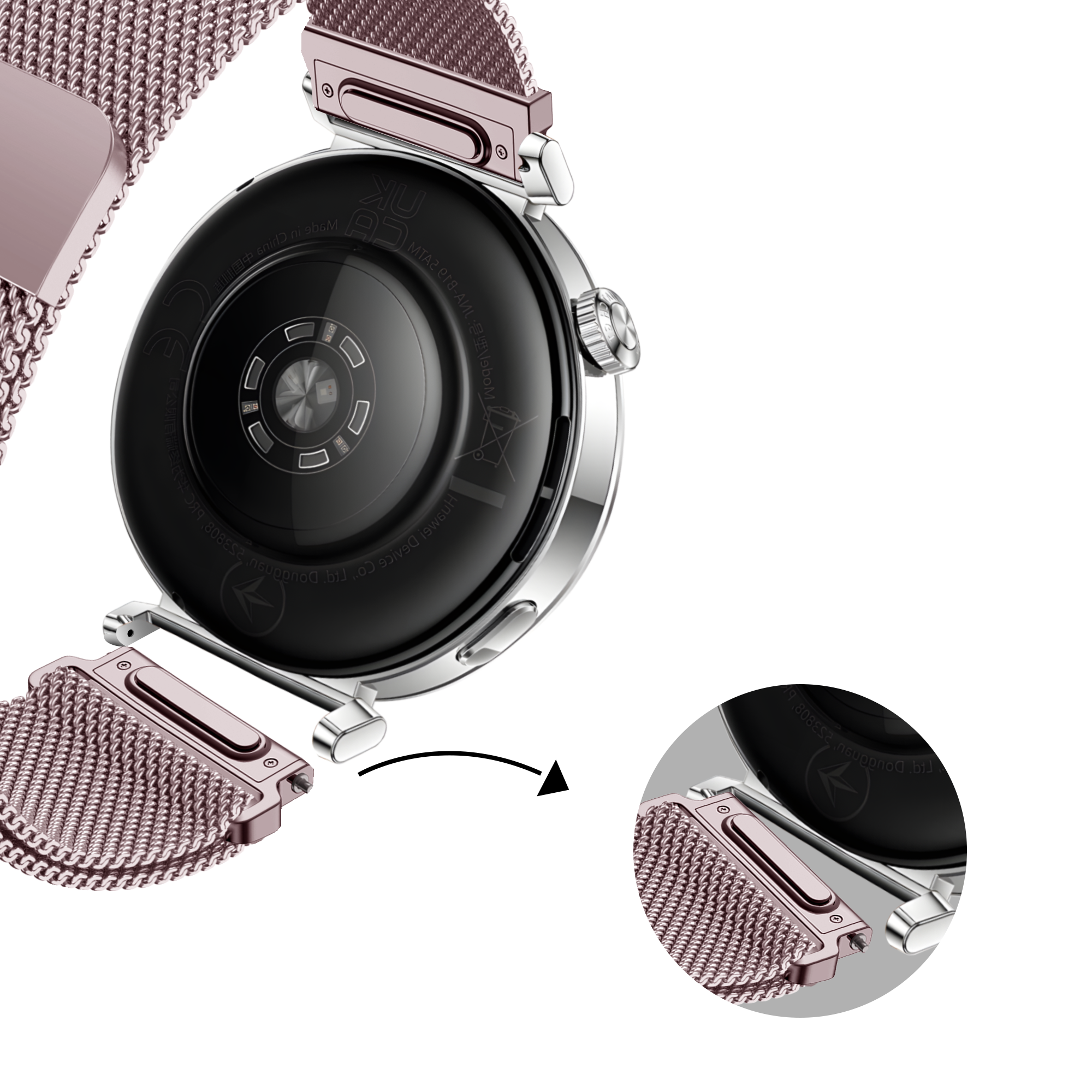 Bandz Bracelet milanais 'Easy fit' Fossil Gen 6 - 42mm (rose)