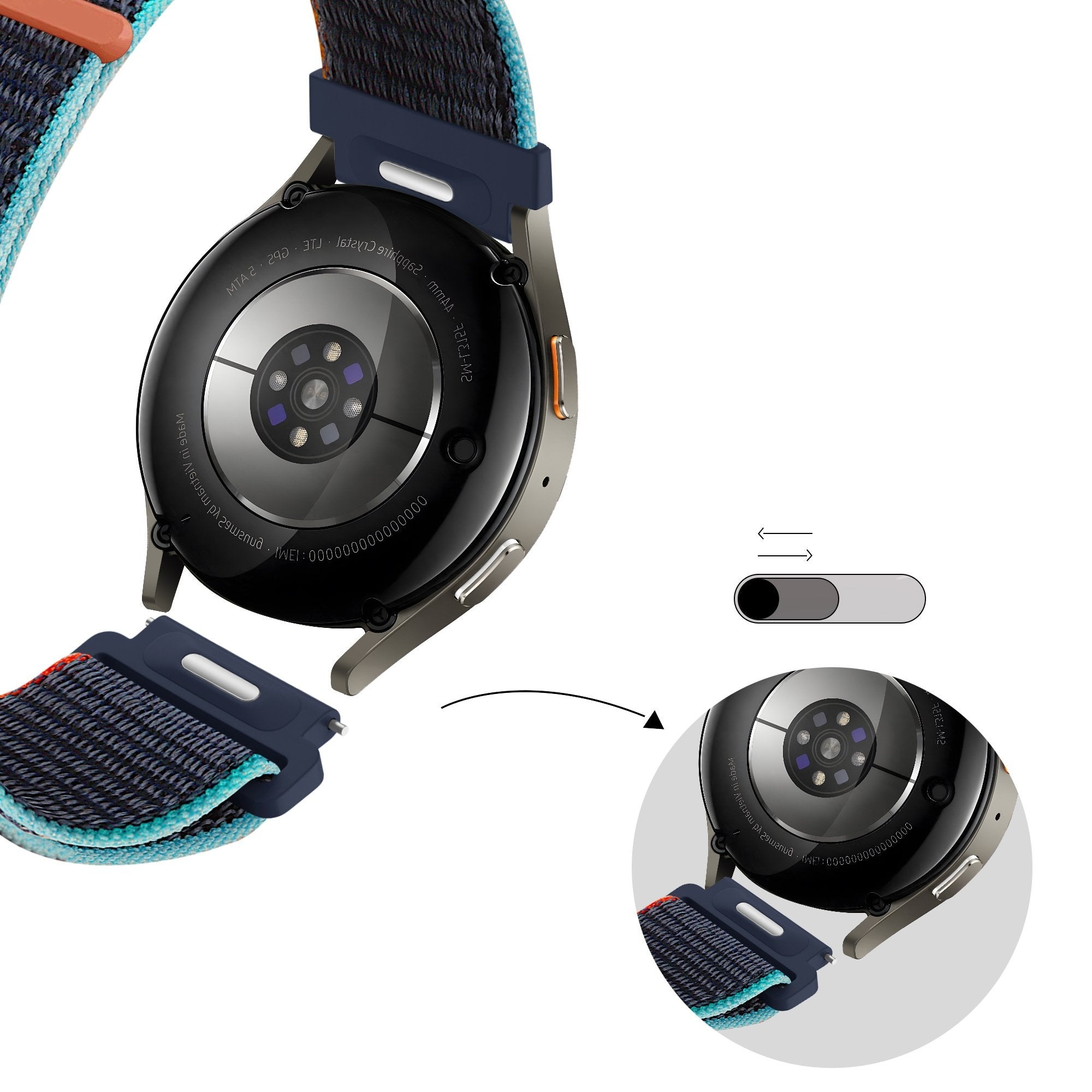 Bandz Samsung Galaxy Watch 6 Classic - 43mm Nylon Strap 'Easy Fit' (Dark Blue Mix)