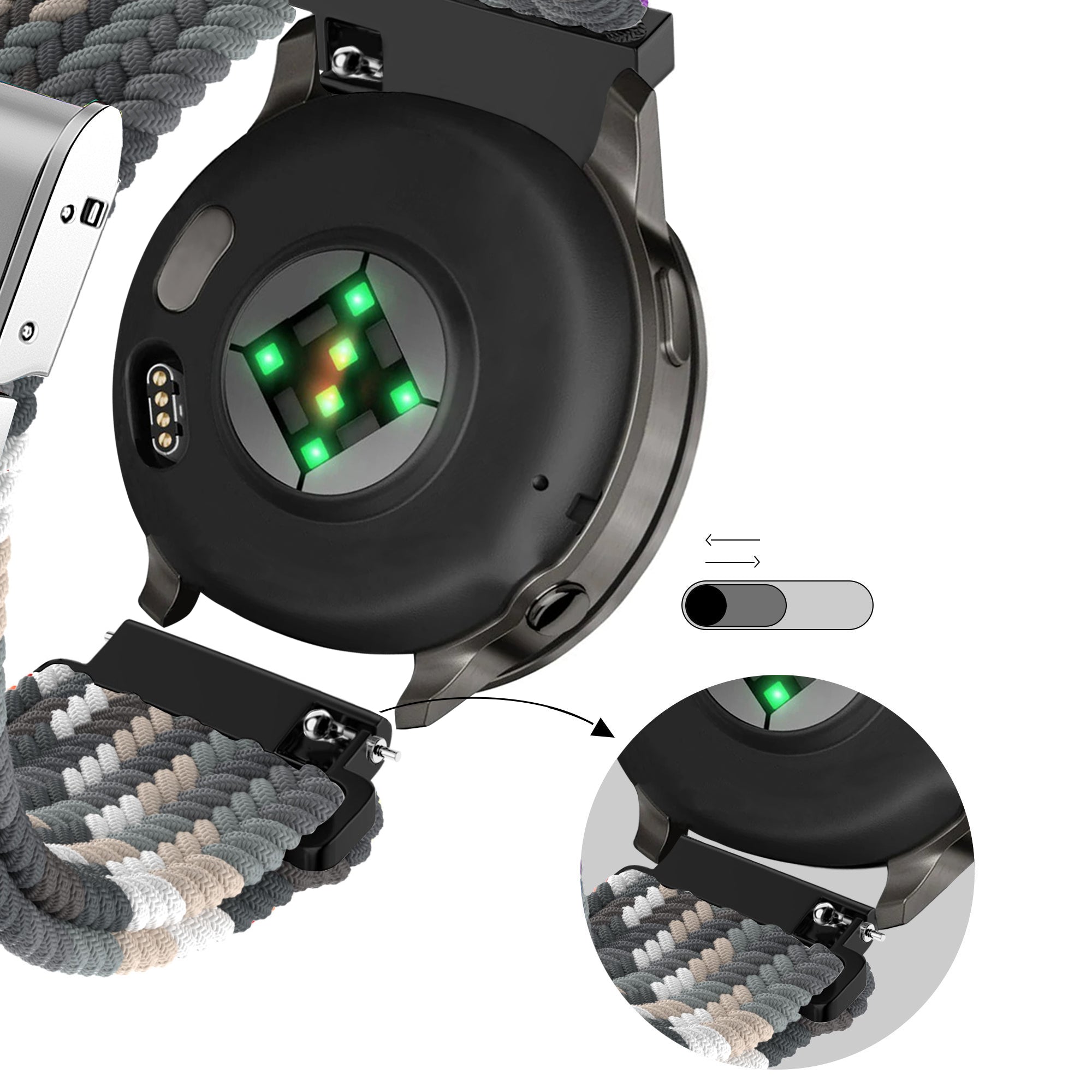 Bandz Garmin Bounce 2 Woven Nylon Strap (Slate)