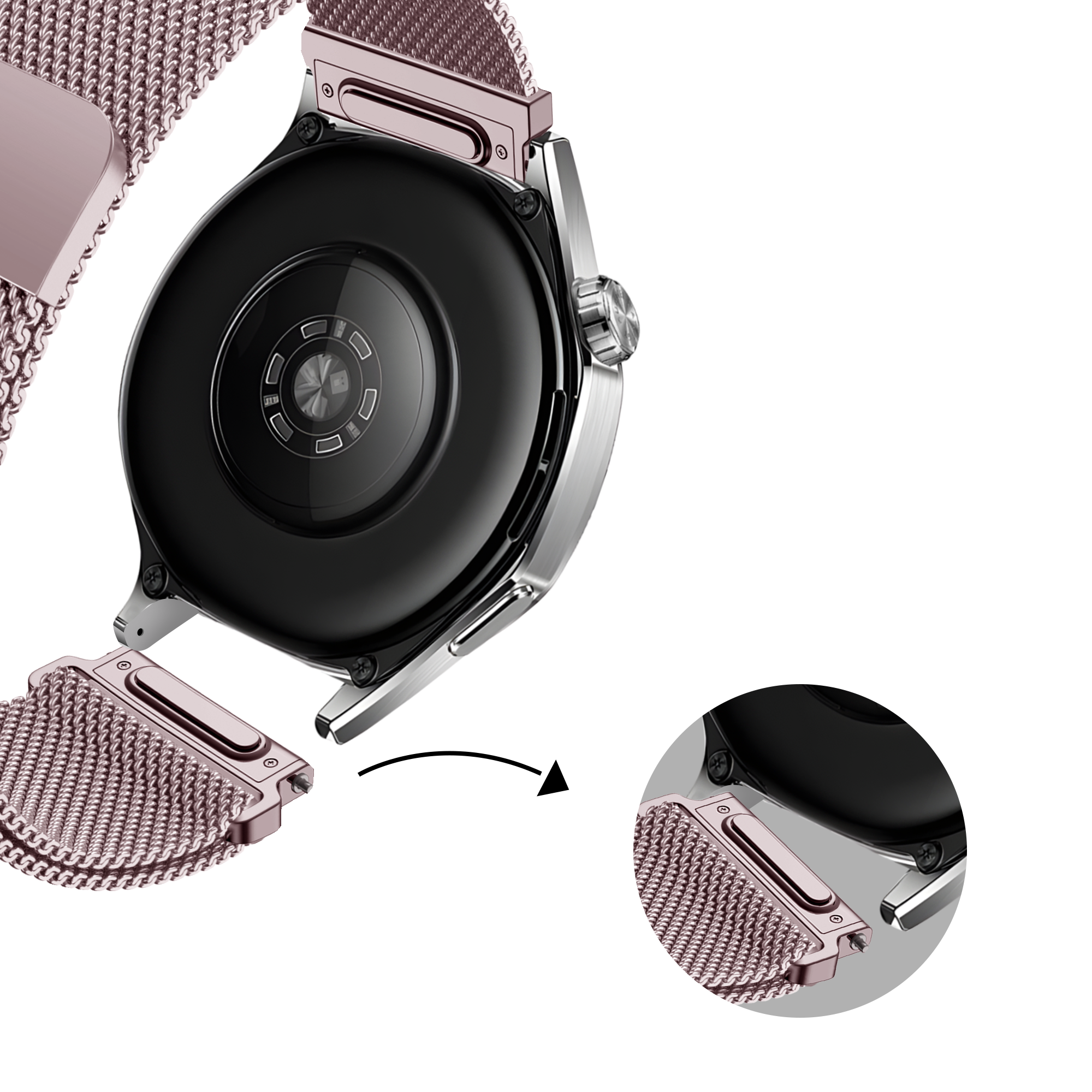 Bandz Amazfit GTS 3 Milanese Strap 'Easy fit' (Pink)