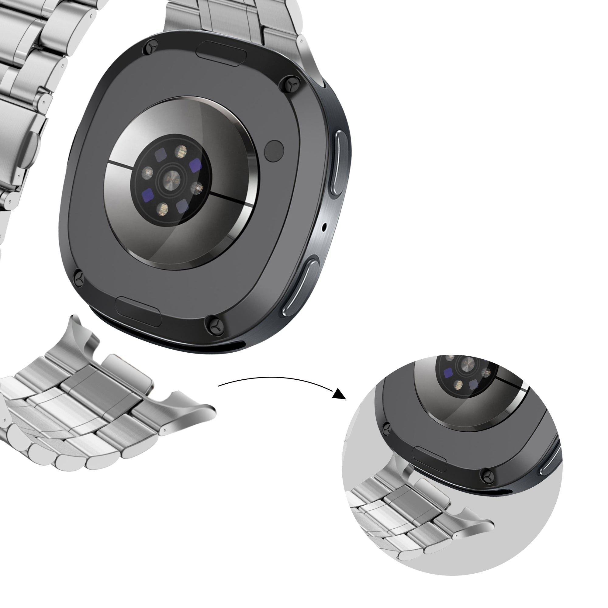 Bandz Samsung Galaxy Watch 8 - 40mm Steel Strap 'Deluxe' (Silver)