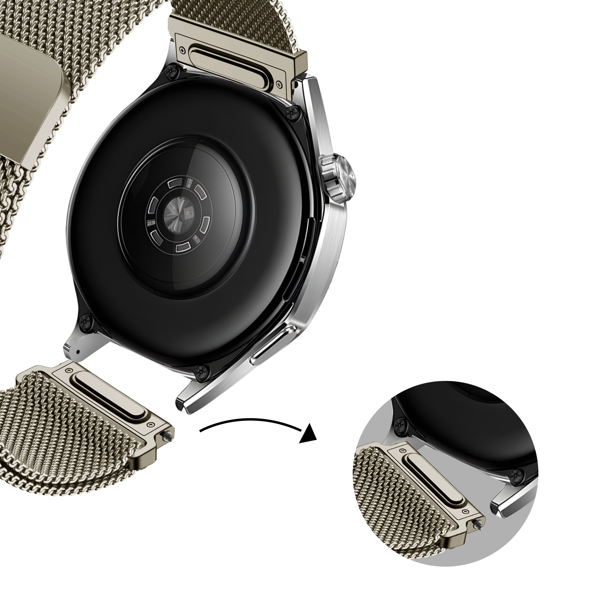 Bandz Bracelet milanais 'One Push' Huawei Watch GT 2 46mm (titane)