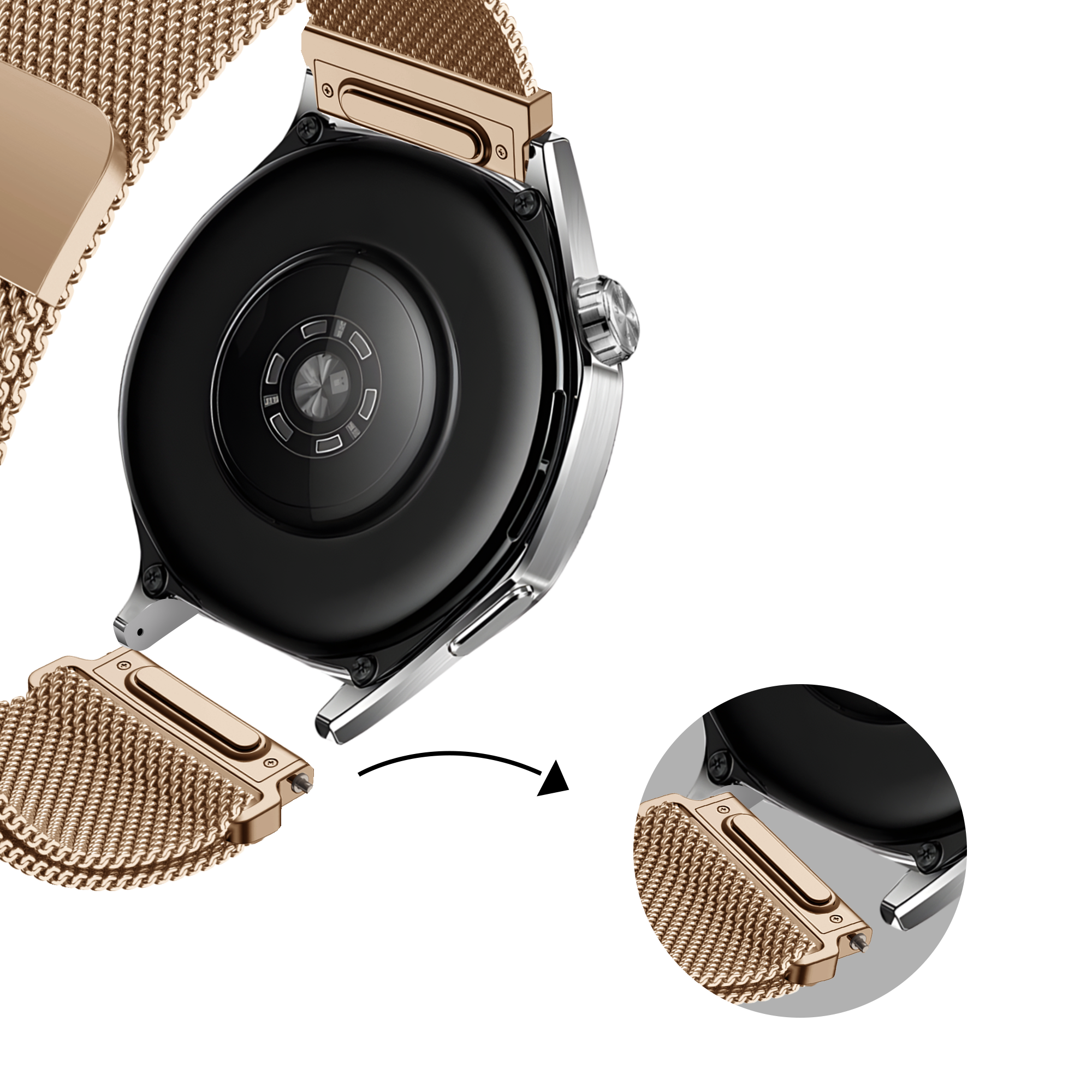 Bandz Withings ScanWatch 2 - 42mm Milanese Strap 'Easy fit' (Rose Gold)