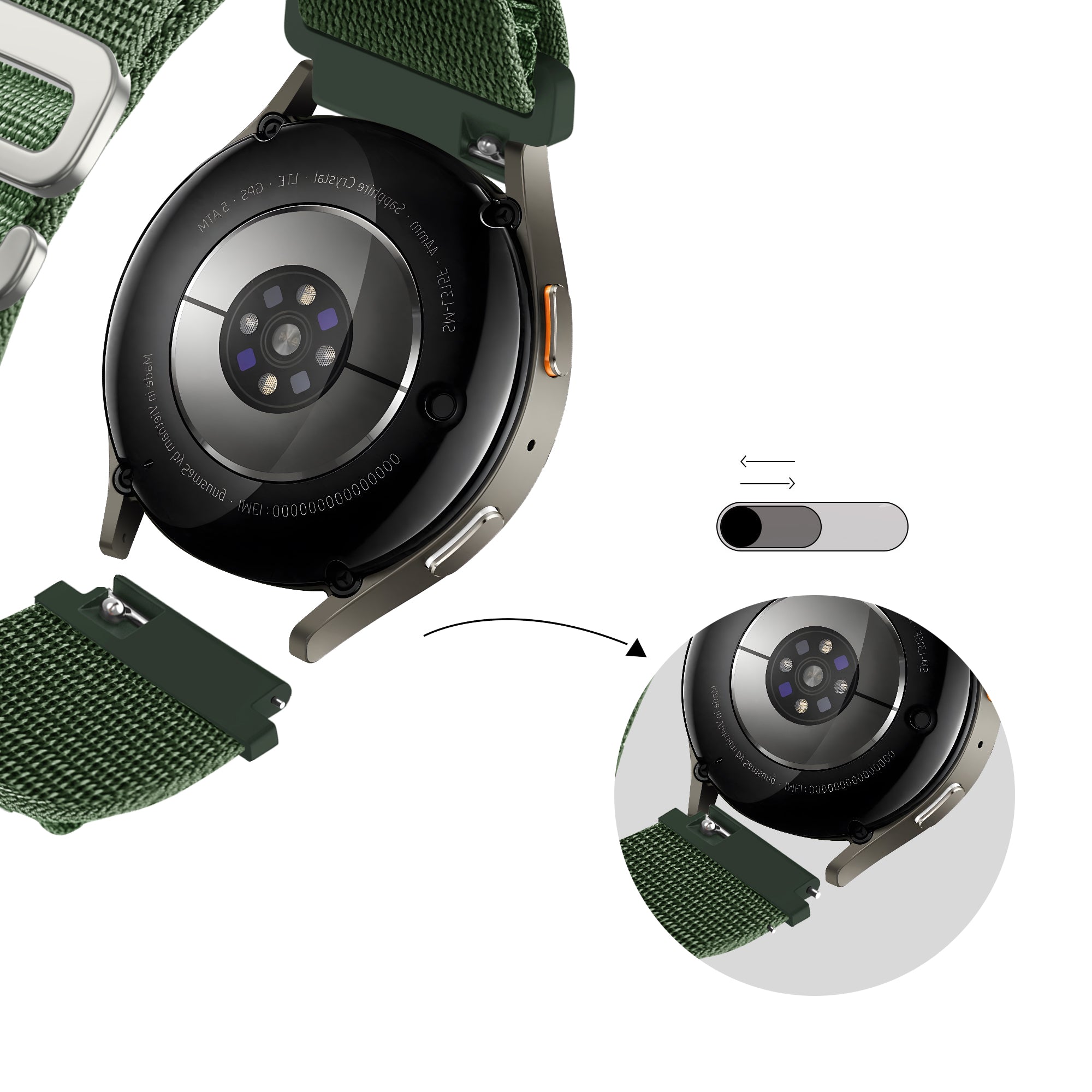 Bandz Bracelet nylon Alpine Amazfit Bip 3 Pro (vert militaire)