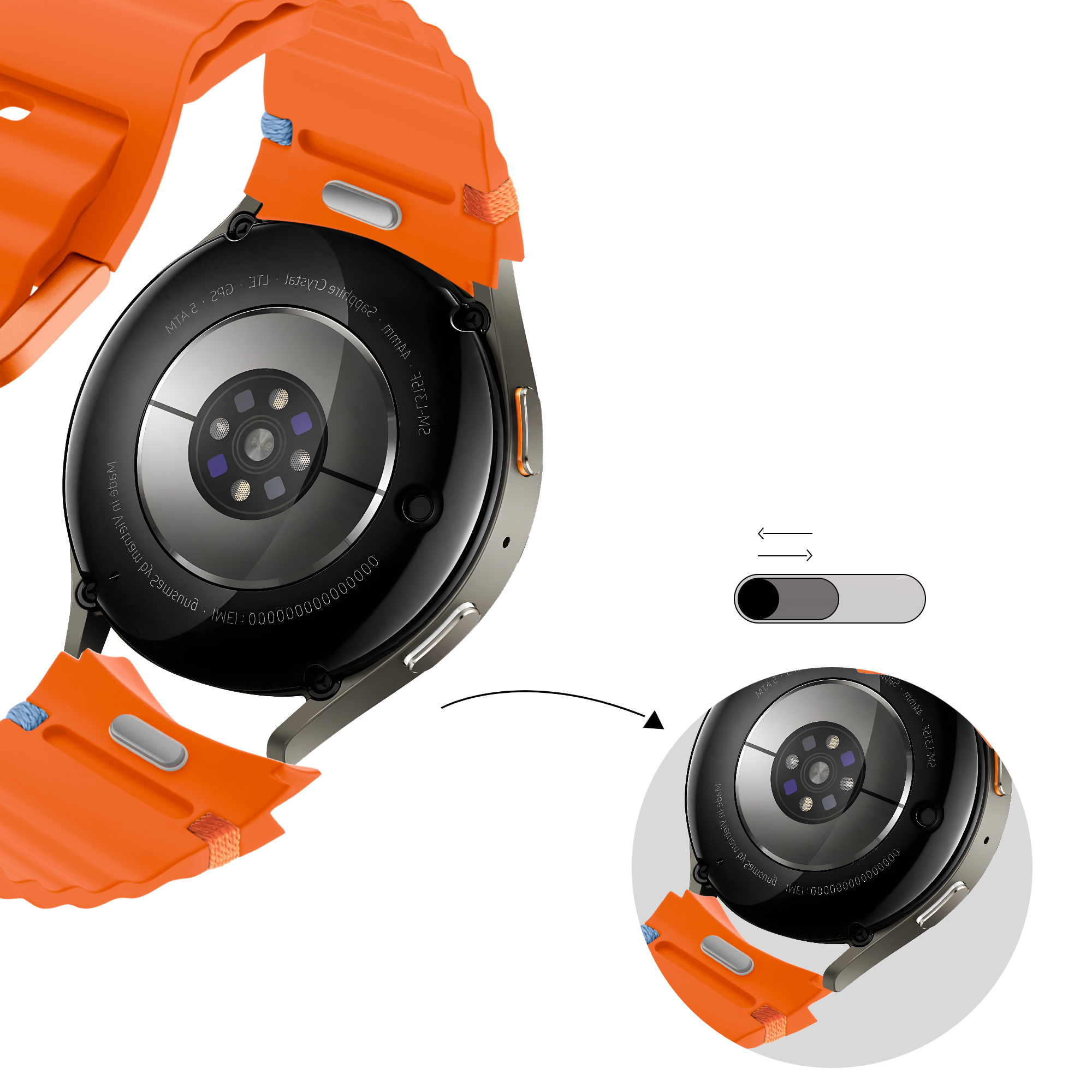 Bandz Samsung Galaxy Watch 4 40mm Wave Strap 'Easy Fit' (Orange)