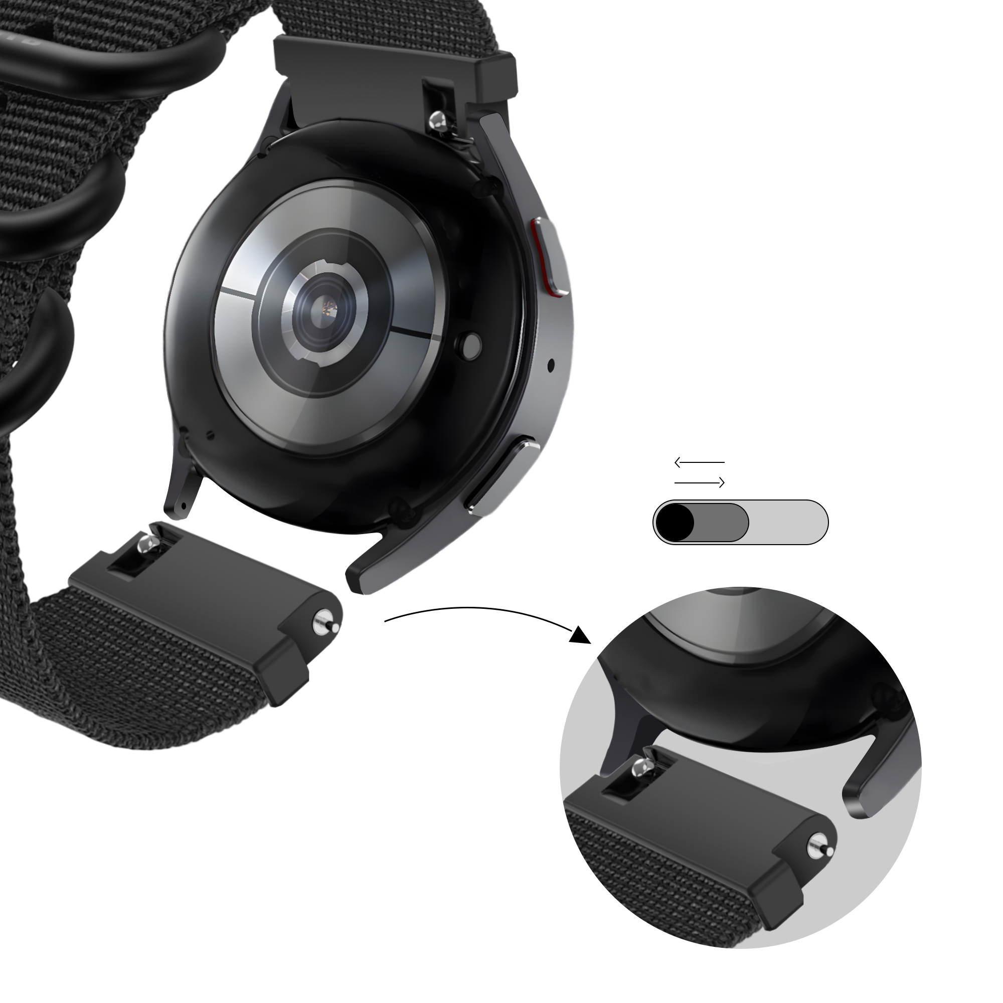 BALR Bracelet nylon avec boucle Samsung Galaxy Watch 6 Classic 43mm (noir)