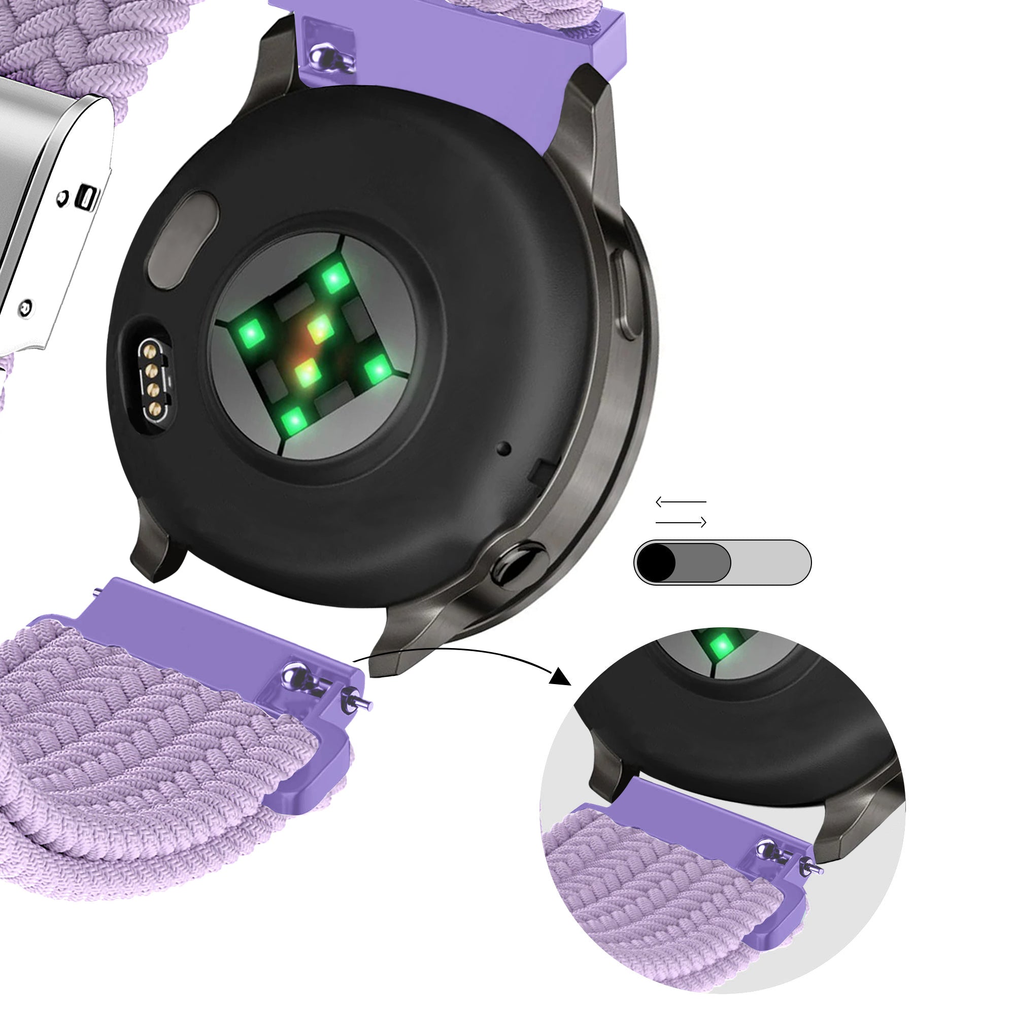 Bandz Bracelet nylon tissé Garmin Bounce 2 (mauve)