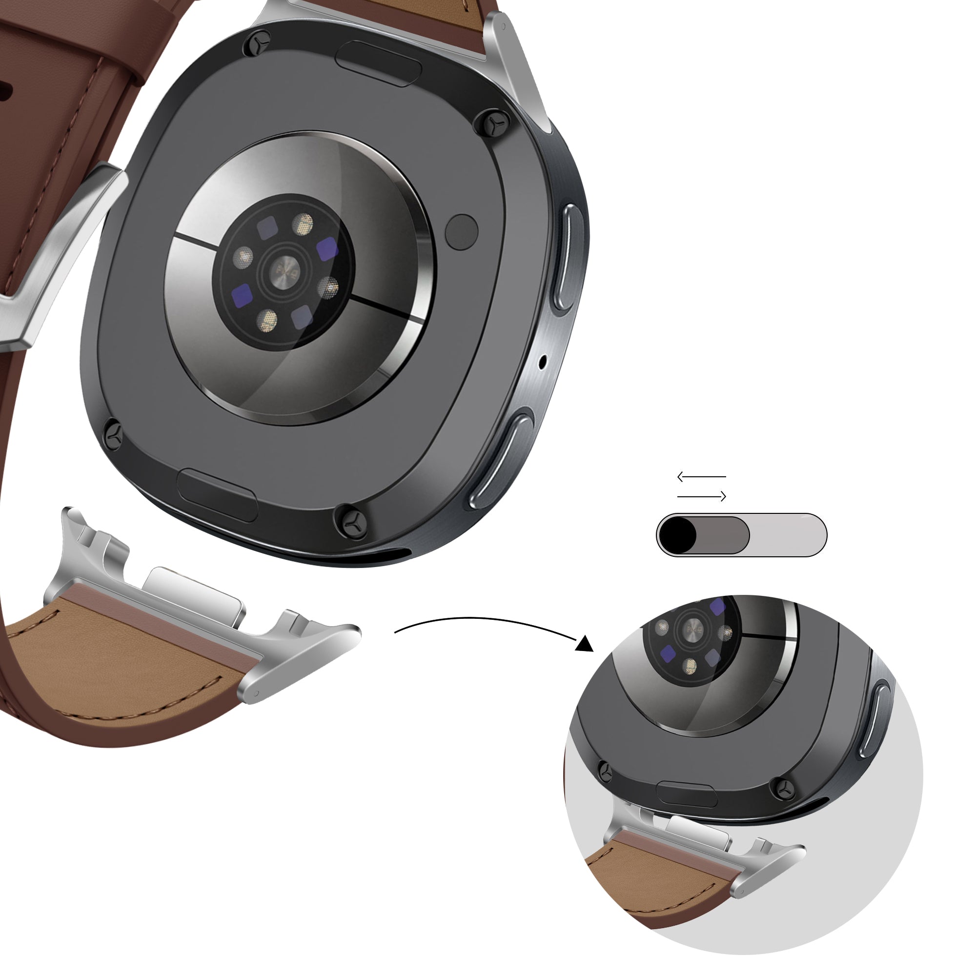 Bandz Bracelet cuir 'Classic' Samsung Galaxy Watch 8 - 44mm (marron)