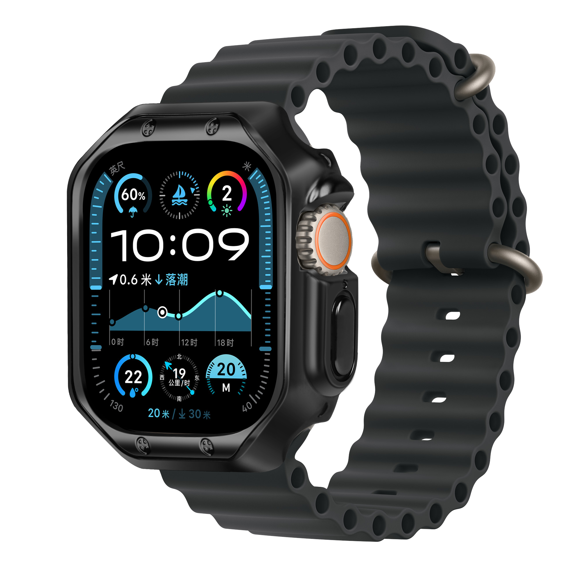 Bandz Coque TPU galvanisé Apple Watch Ultra - 49mm (noir)