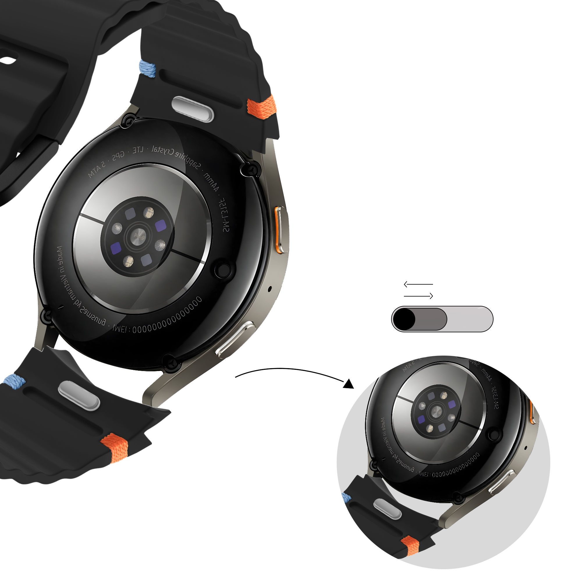 Bandz Bracelet Wave 'Easy Fit' Samsung Galaxy Watch 7 - 40mm (noir)