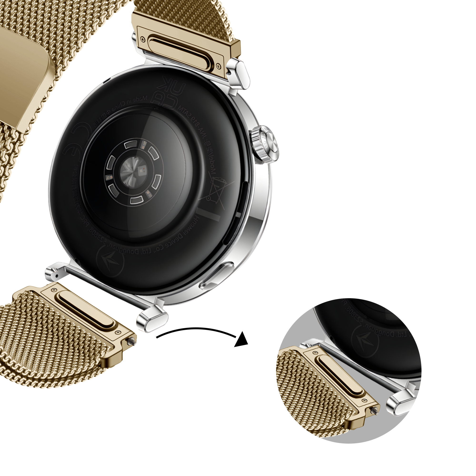 Bandz Bracelet milanais 'Easy fit' Huawei Watch GT 5 - 41mm (or)