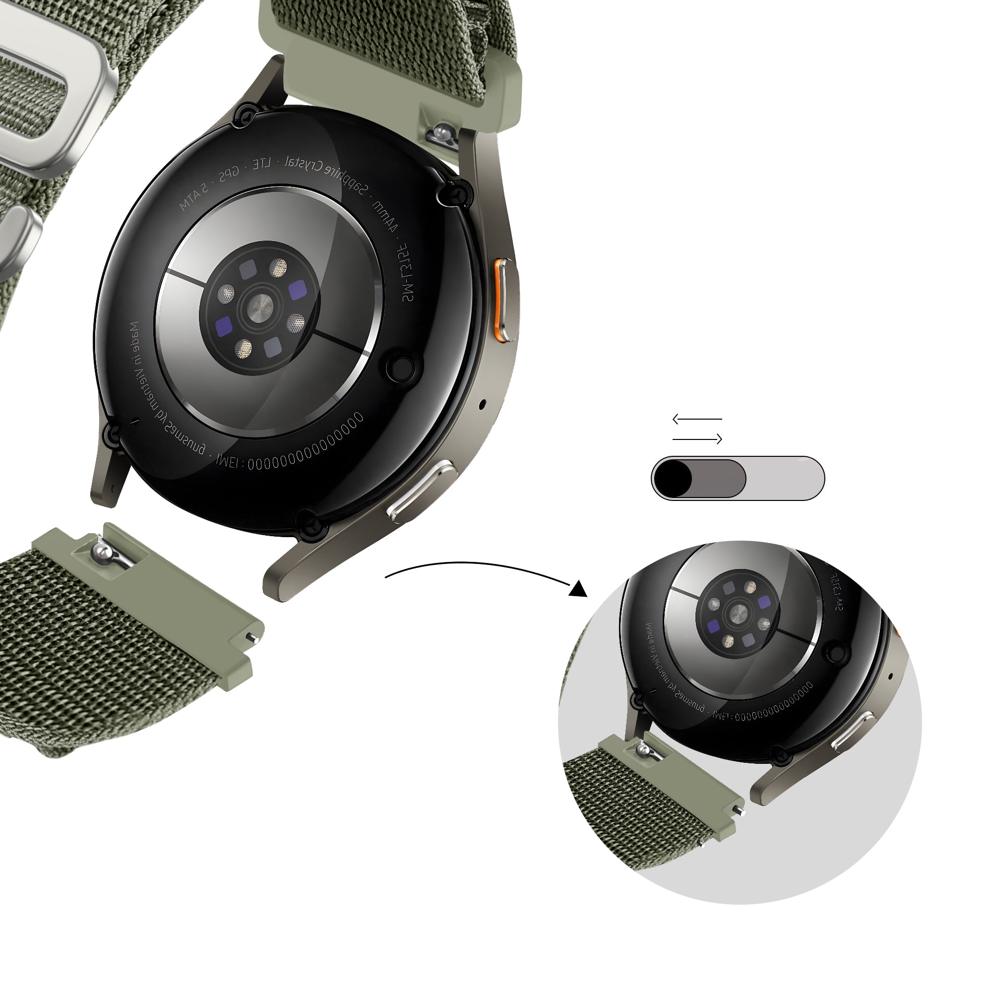 Bandz Bracelet nylon Alpine Amazfit Active 2 (vert olive)