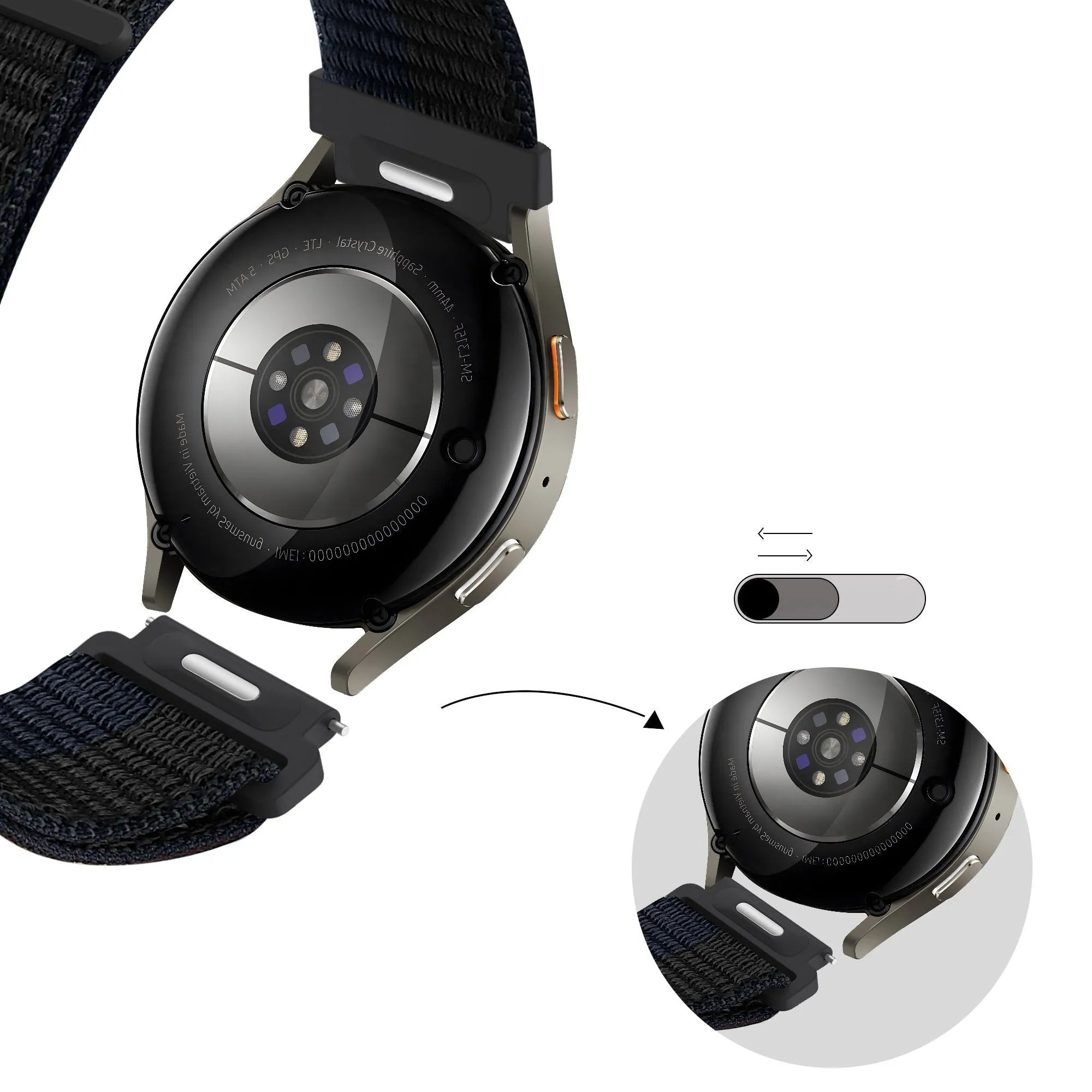 Bandz Bracelet nylon 'Easy fit' Amazfit Balance 2 (noir/bleu)