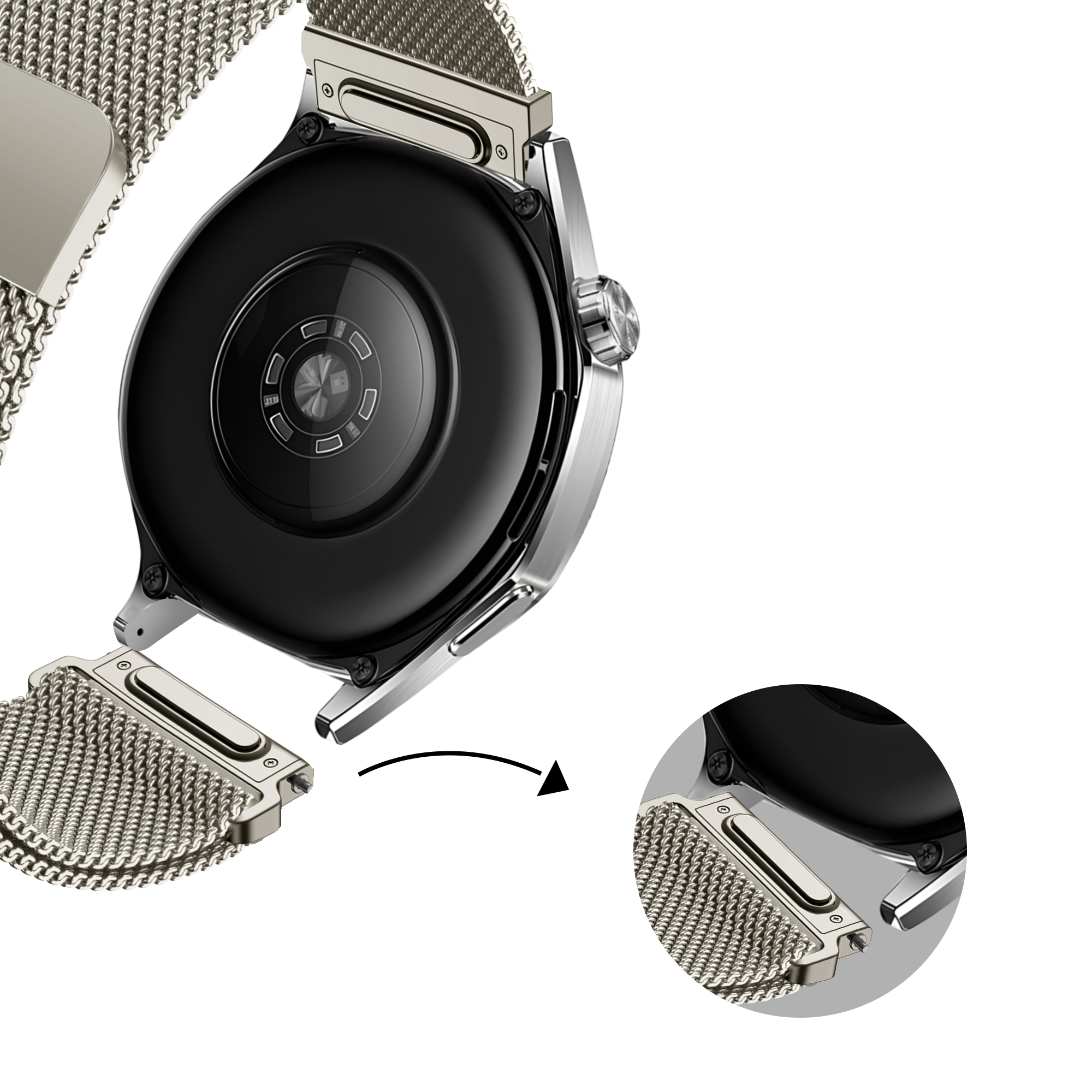 Bandz Xiaomi Amazfit Bip Milanese Strap 'Easy fit' (Starlight)