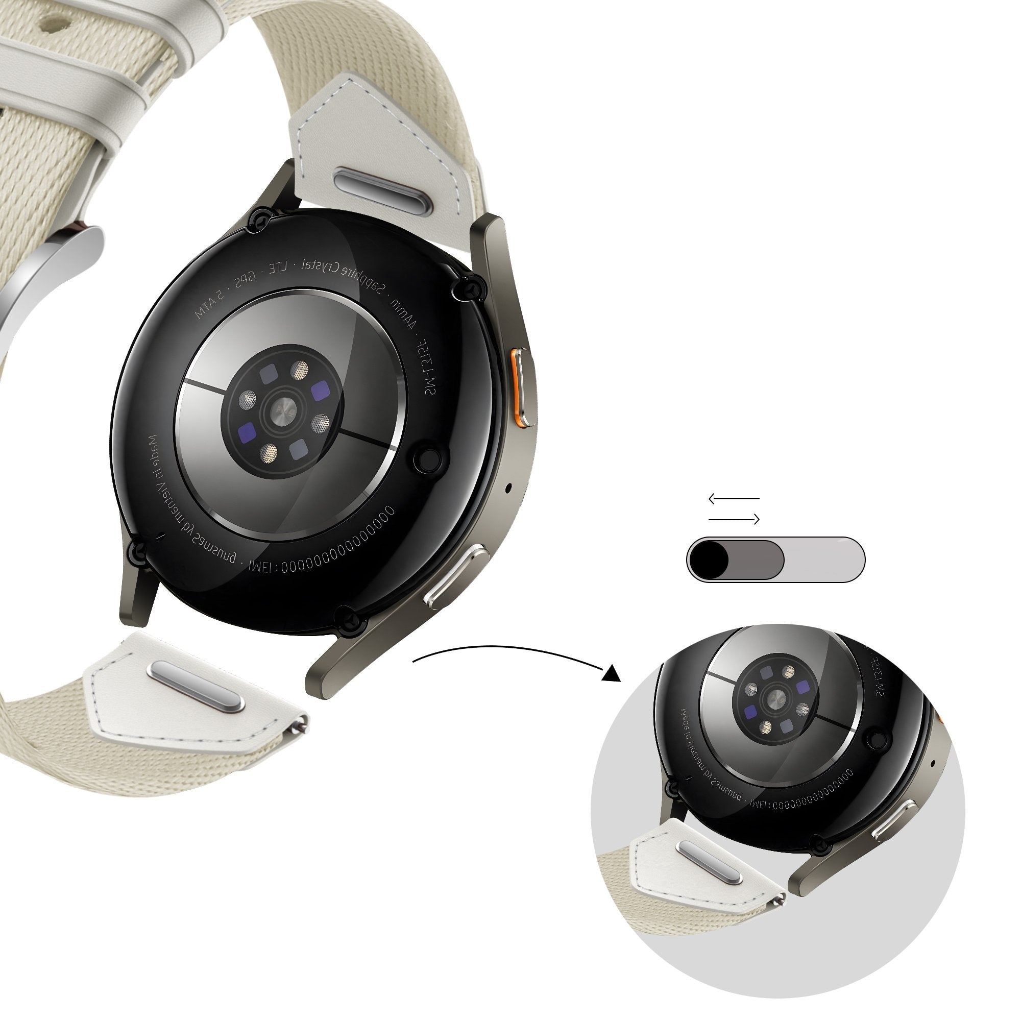 Bandz Bracelet cuir hybride 'Easy Fit' Huawei Watch 5 - 42mm (lumière stellaire)