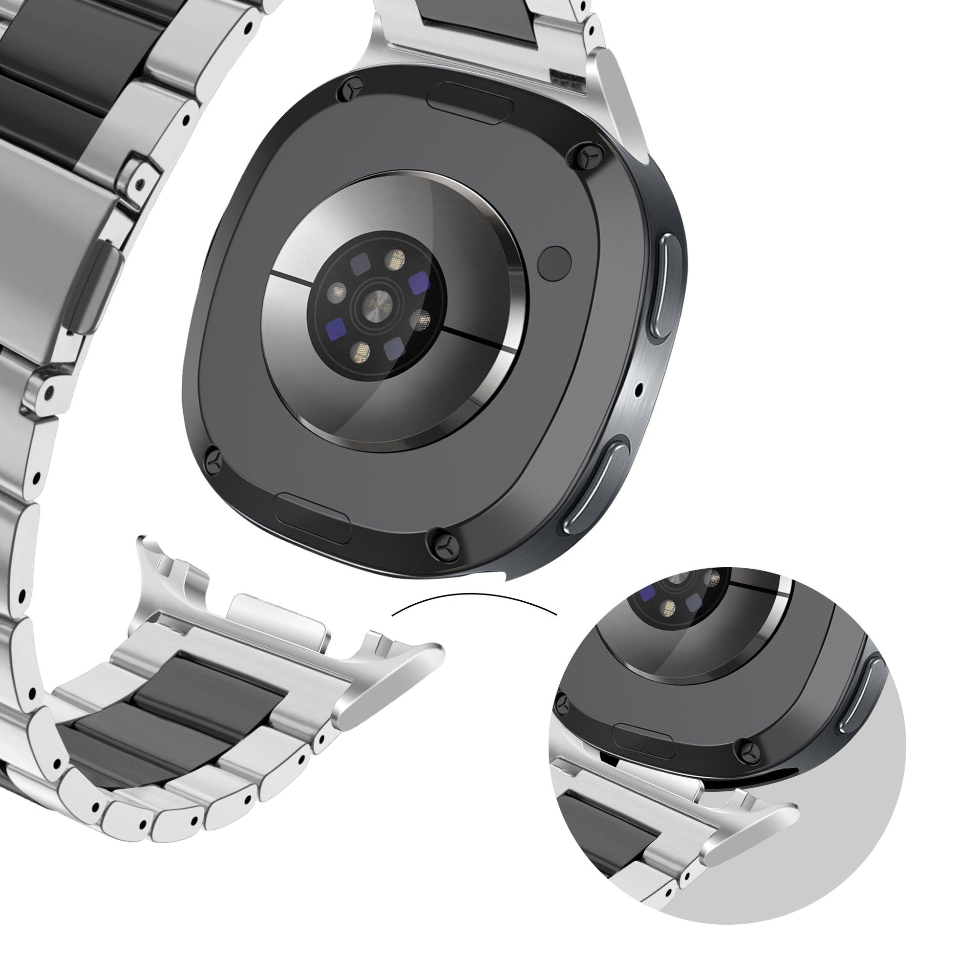 Bandz Samsung Galaxy Watch 8 - 40mm Steel Strap 'Classic' (Silver/Black)