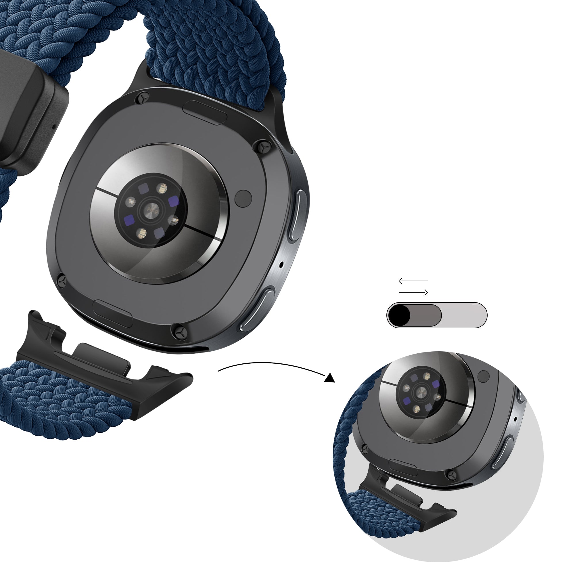 Bandz Bracelet tressé magnétique Samsung Galaxy Watch 9 - 44mm (bleu foncé)