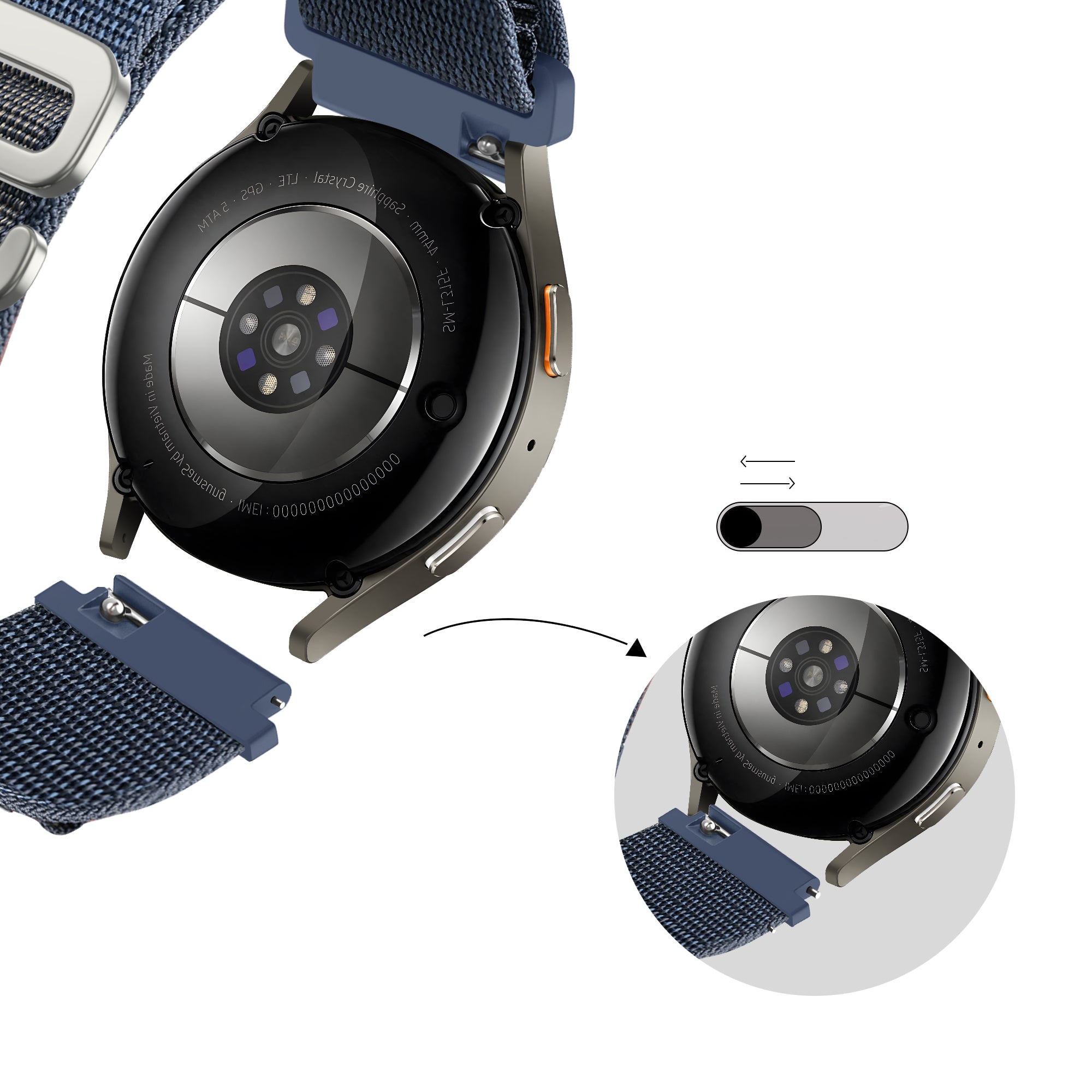 Bandz Bracelet nylon Alpine Coros Apex 42mm (gris bleu)