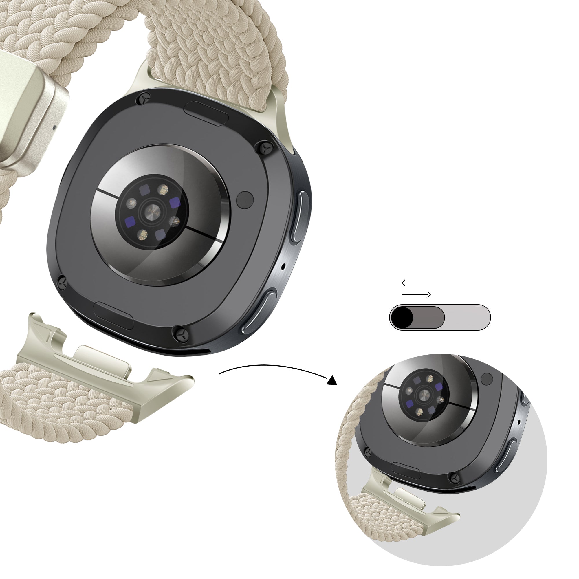 Bandz Bracelet tissé magnétique Samsung Galaxy Watch 8 - 44mm (lumière stellaire)