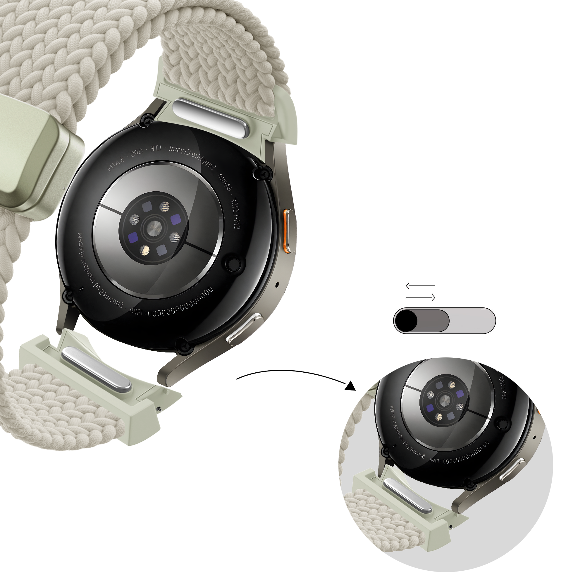 Bandz Bracelet trensé 'Easy Fit' Samsung Galaxy Watch 6 - 40mm (lumière stellaire)