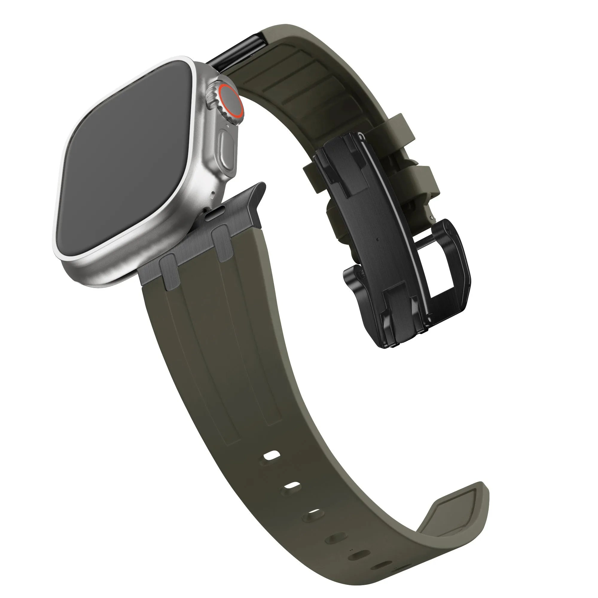 BALR. Bracelet en silicone ultra liquide pour Apple Watch (marron/(noir)