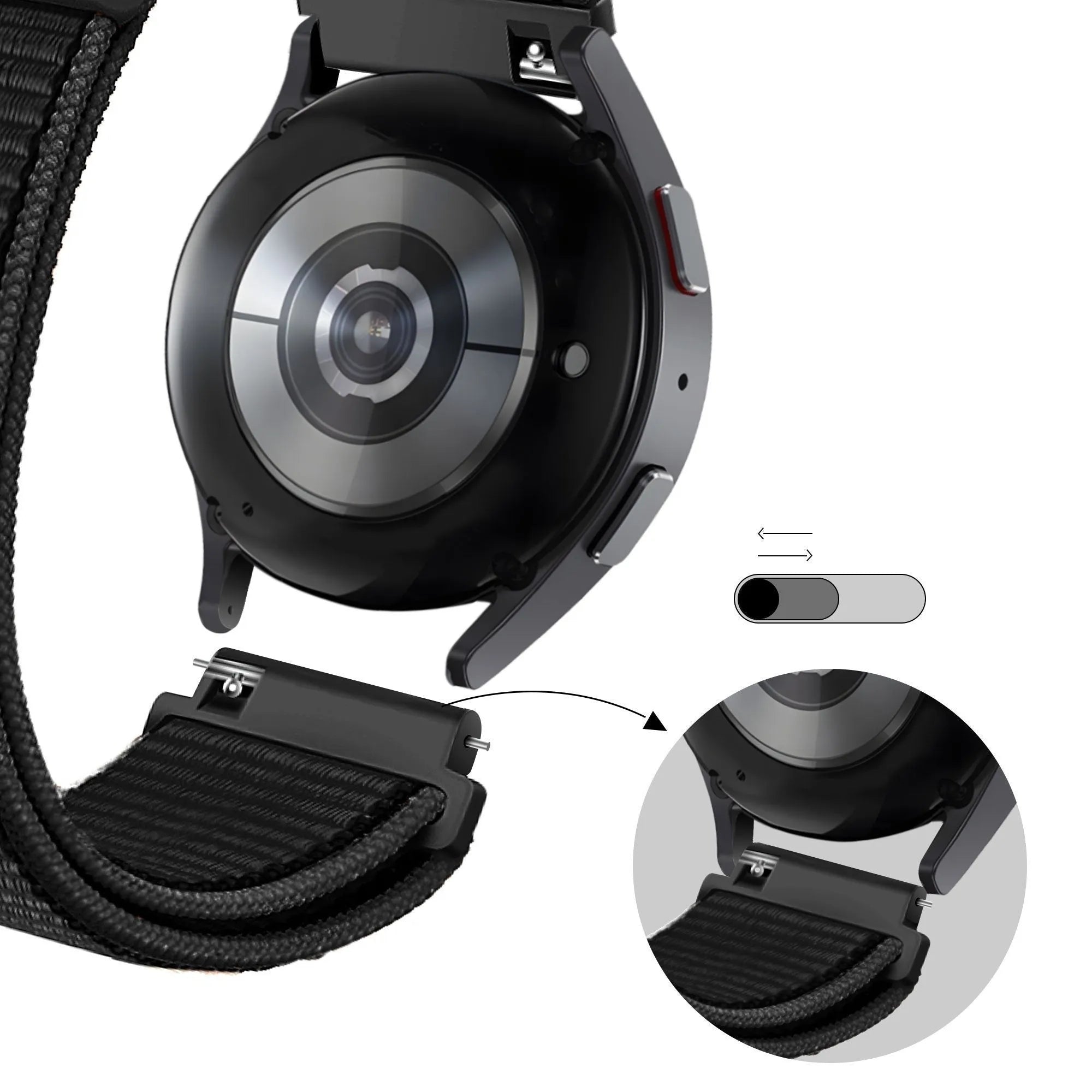 Bandz Bracelet nylon loop Coros Pace 3 (noir)