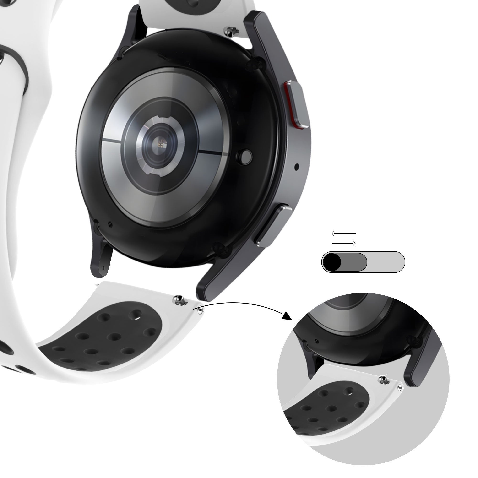 Bandz Bracelet sport 'Deluxe' Amazfit Active 2 (blanc/noir)