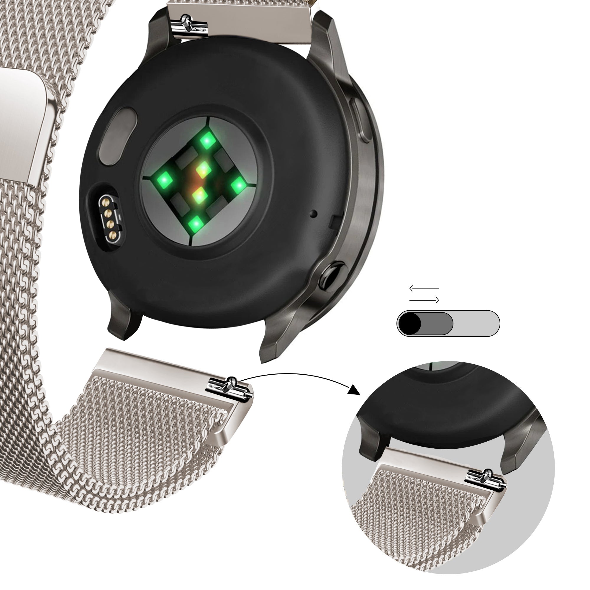 Bandz Garmin Forerunner 265s Milanese Loop Strap (Starlight)